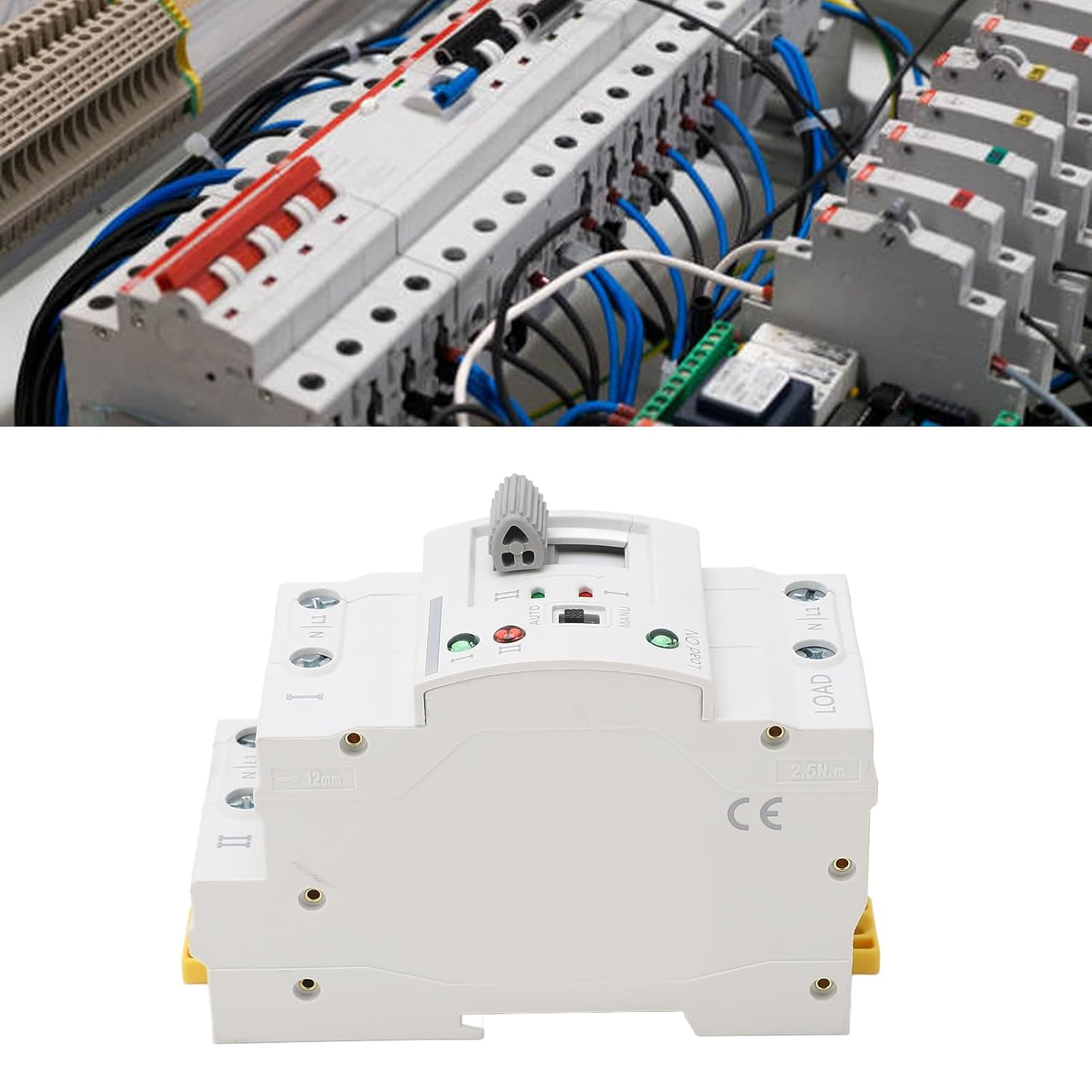 Mini ATS Dual Power Automatic Transfer Switch, 2P 63A Electrical Selector Switches Uninterrupted Power Din Rail Generator Circuit Fast Changeover Controller Millisecond Switching image number 2