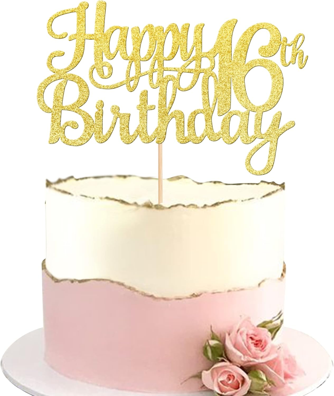 1 PACK Happy 18Th Birthday Cake Topper Gold Glitter Cheers to 18 Years Birthday Cake Pick 18 Fabulous Cake Decoration for 18Th Birthday Theme Party Decorations Supplies