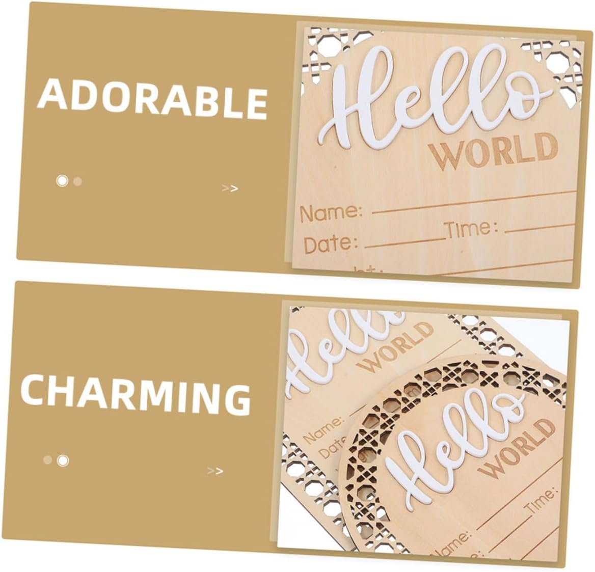 4Pcs Wooden Baby Announcement Sign Rustic Welcome Name Plate for Newborns Birth Photo Prop for Nursery and Hospital image number 5