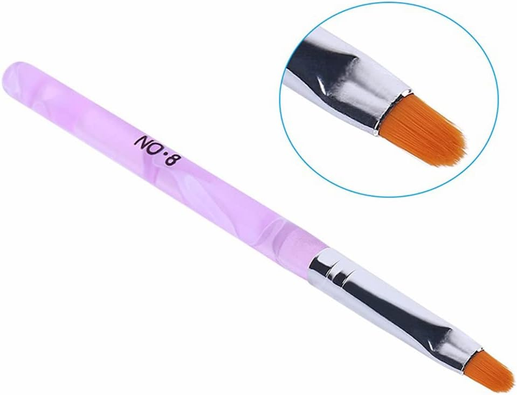 7Pcs round Head UV Gel Nail Acrylic Brush Hair Good for Starter Pen Size No.2-14 image number 2