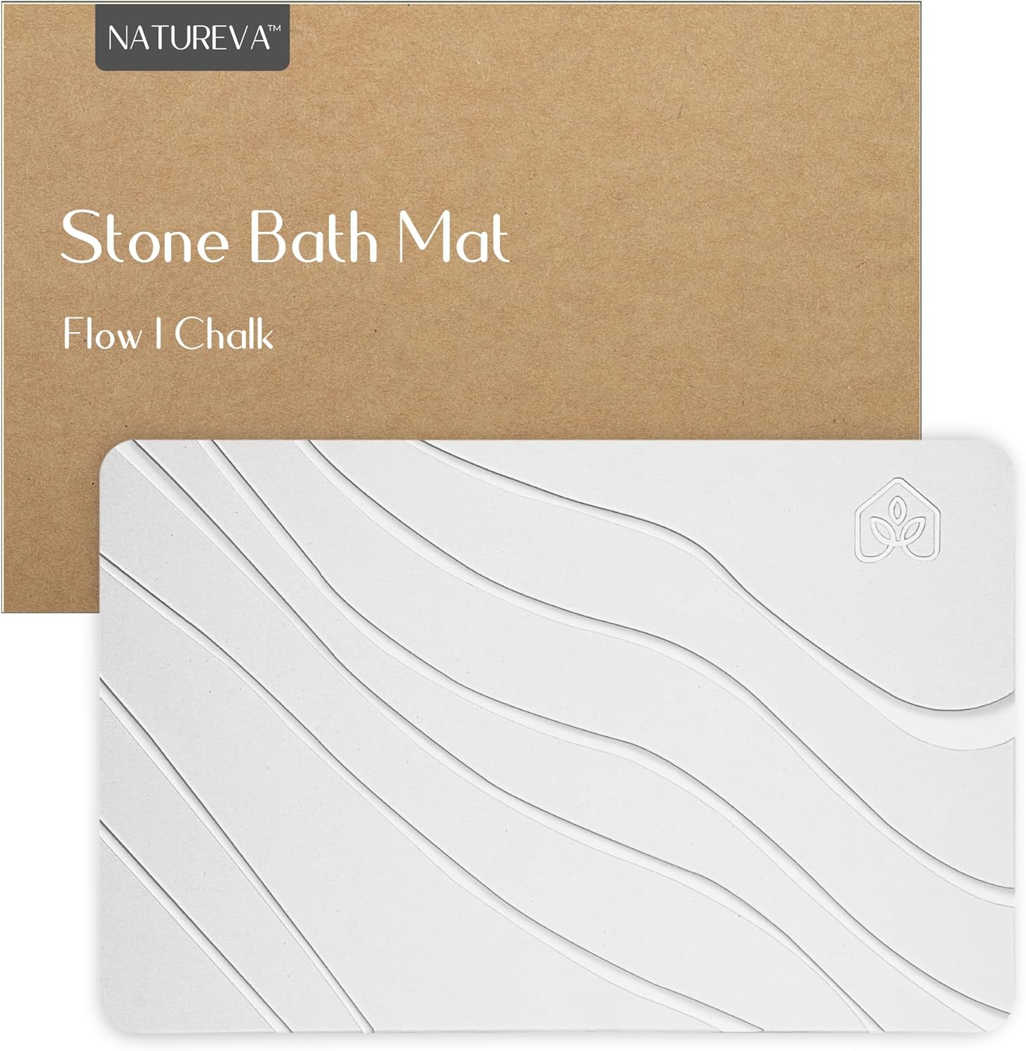Natureva Home - Stone Bath Mat | Super Absorbent, Quick Dry, Non Slip | Modern Diatomite Bathroom Mats | Made of Natural Diatomaceous Earth | Absorbing Water Instantly I Design Rain | Colour Graphite