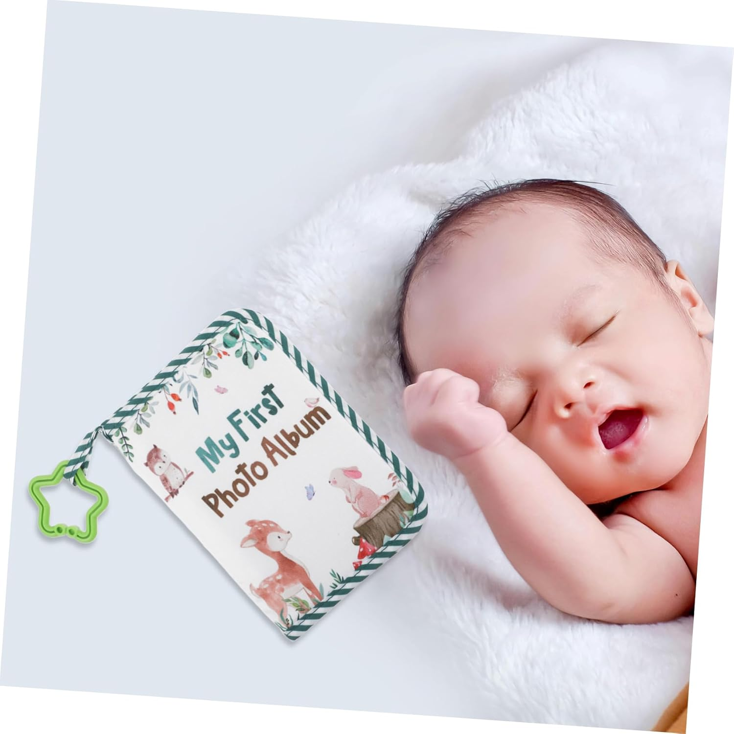 Toyvian Soft Cloth Photo Album Adorable Cartoon Elk Design Multipage Scrapbook for Newborns Safe Durable Keepsake for Showers for First image number 3