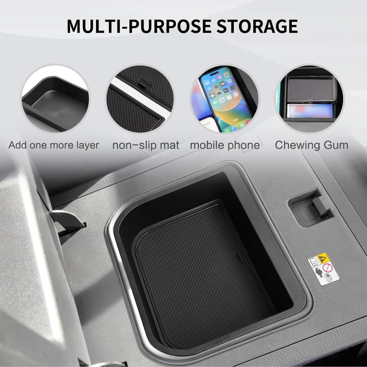 Center Console Organizer for Toyota Land Cruiser 250 Prado J250 LC250 2024 2025 Interior Organizer Center Console Holder Tray Armrest Storage Box with Non-Slip Silicone Mats (Only Fit Cool Box) image number 4