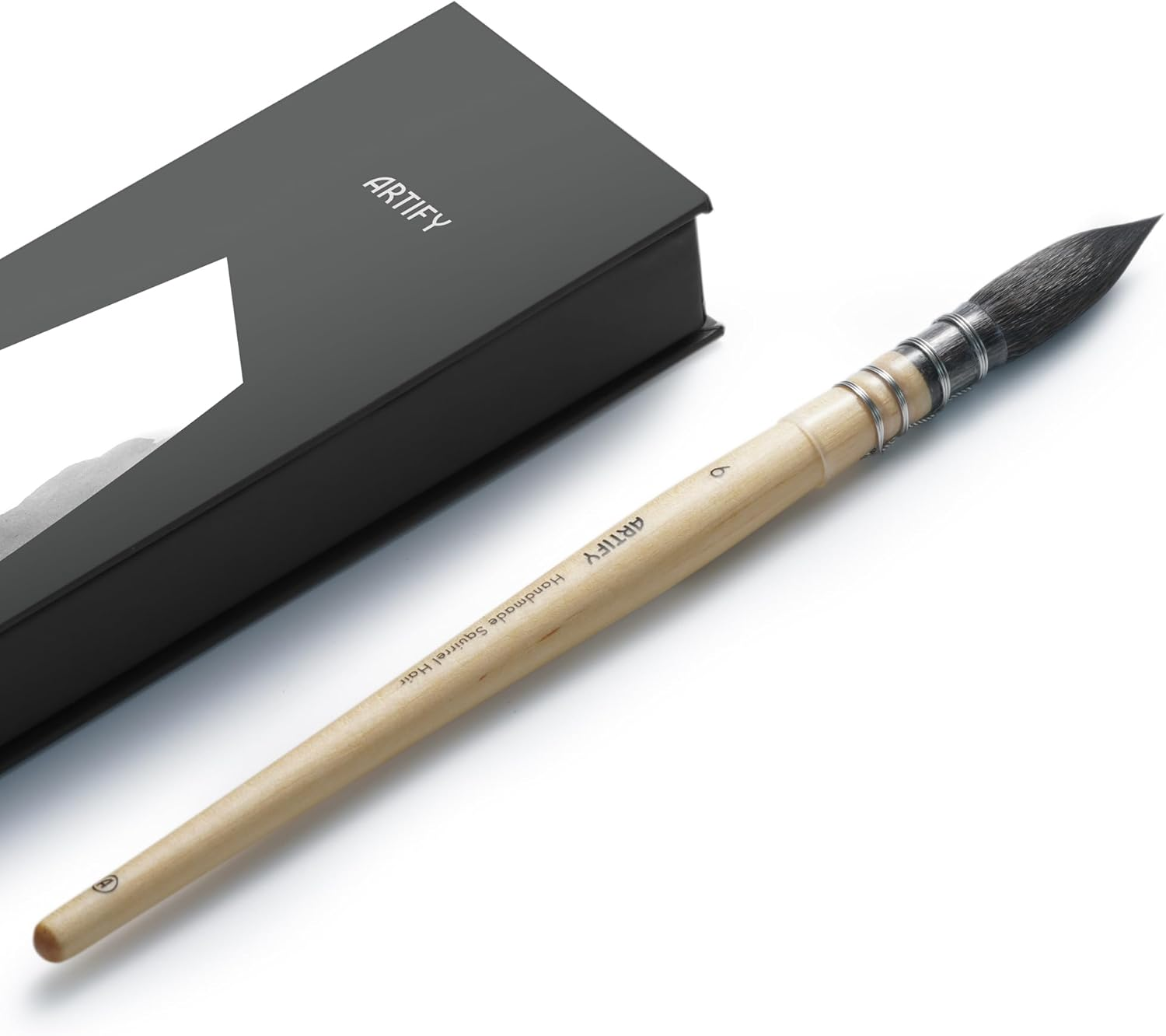 ARTIFY 3PCS Professional Natural Squirrel Hair Quill round Fine Tip Detail Watercolor Brush Set | Ideal for Watercolor and Gouache Painting | Sizes #0, #2, #4