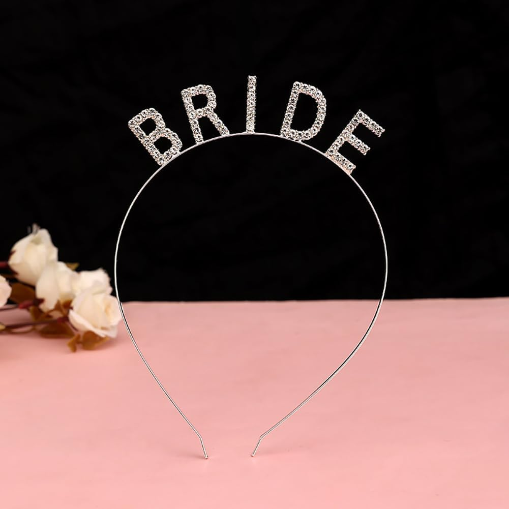 Rhinestone Bridal Headband Hen Night Hair Band Bridal Shower Headpiece Sparkling Crystal Bridal Crown Engagement Party Hair Accessories for Wedding, 12 Cm, Crystal