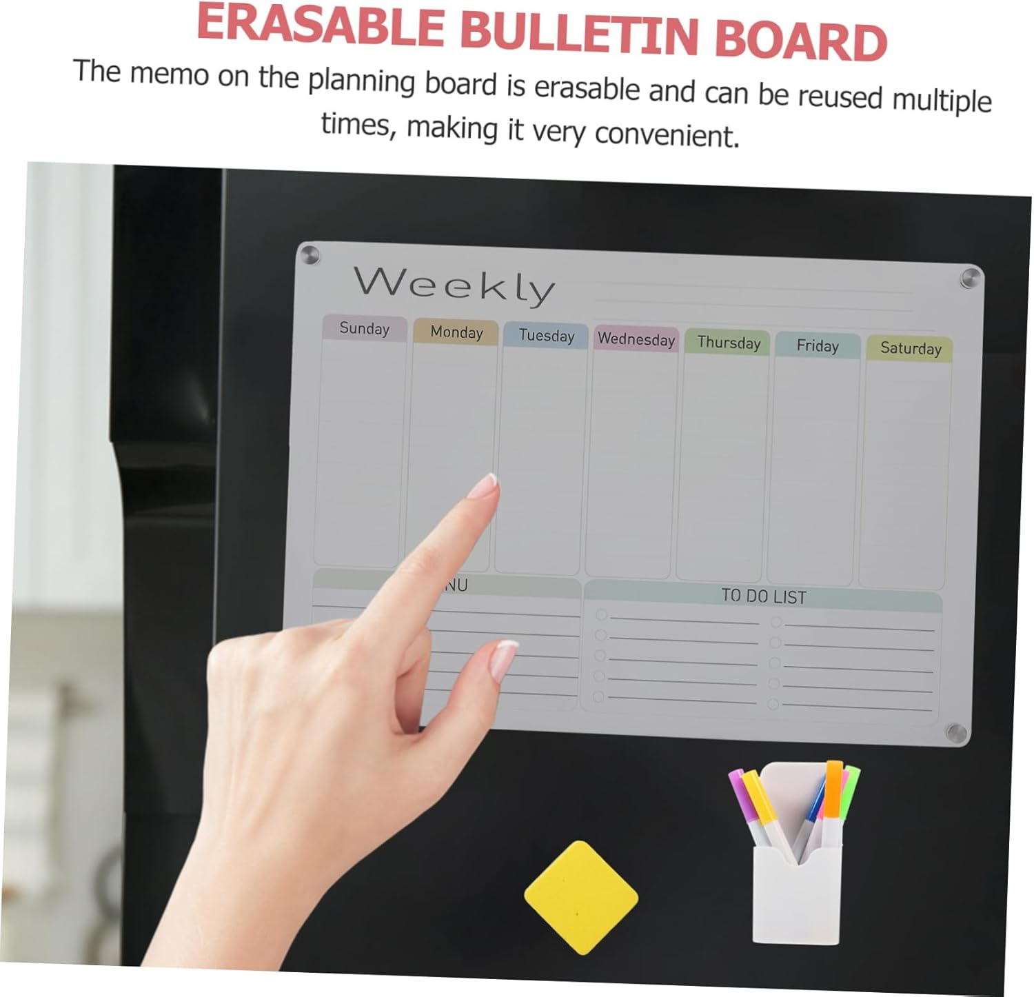 BCOATH Planning Boards Magnetic Dry Erase Refrigerator Memo Pad Kitchen Schedule Planner - As Shown 1 image number 3