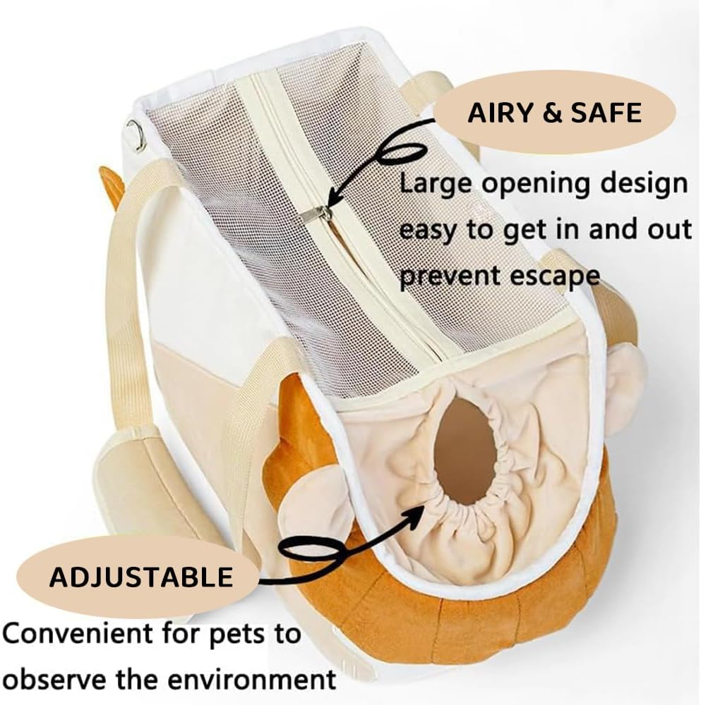 Cartoon Lion Cat Carrier Bag &ndash; Canvas Pet Shoulder Tote for Small Cats, Dogs, or Rabbits, Portable Travel Pet Sling image number 5