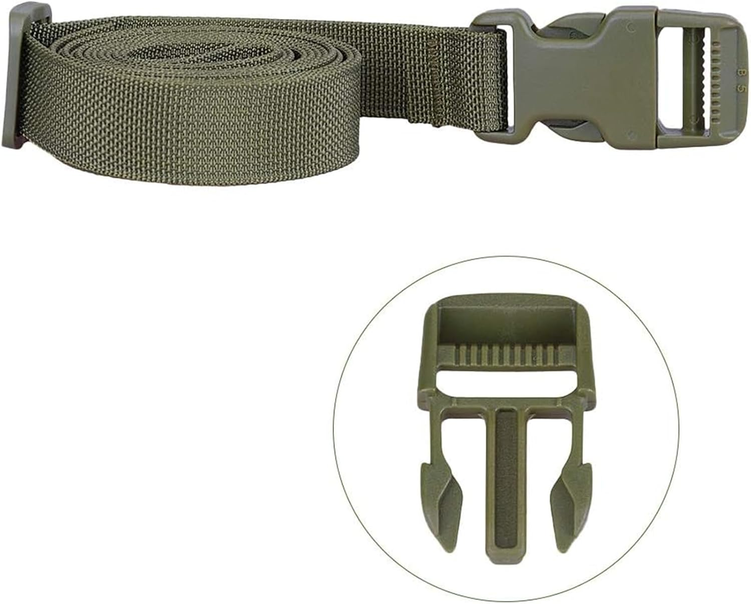 Luggage Straps, 4 Pack Heavy Duty Utility Webbing Strap Adjustable for Backpacking, Camping, Sleeping Bag Compression, Suitcases, with Quick Release Buckle Clip, Armygreen image number 2