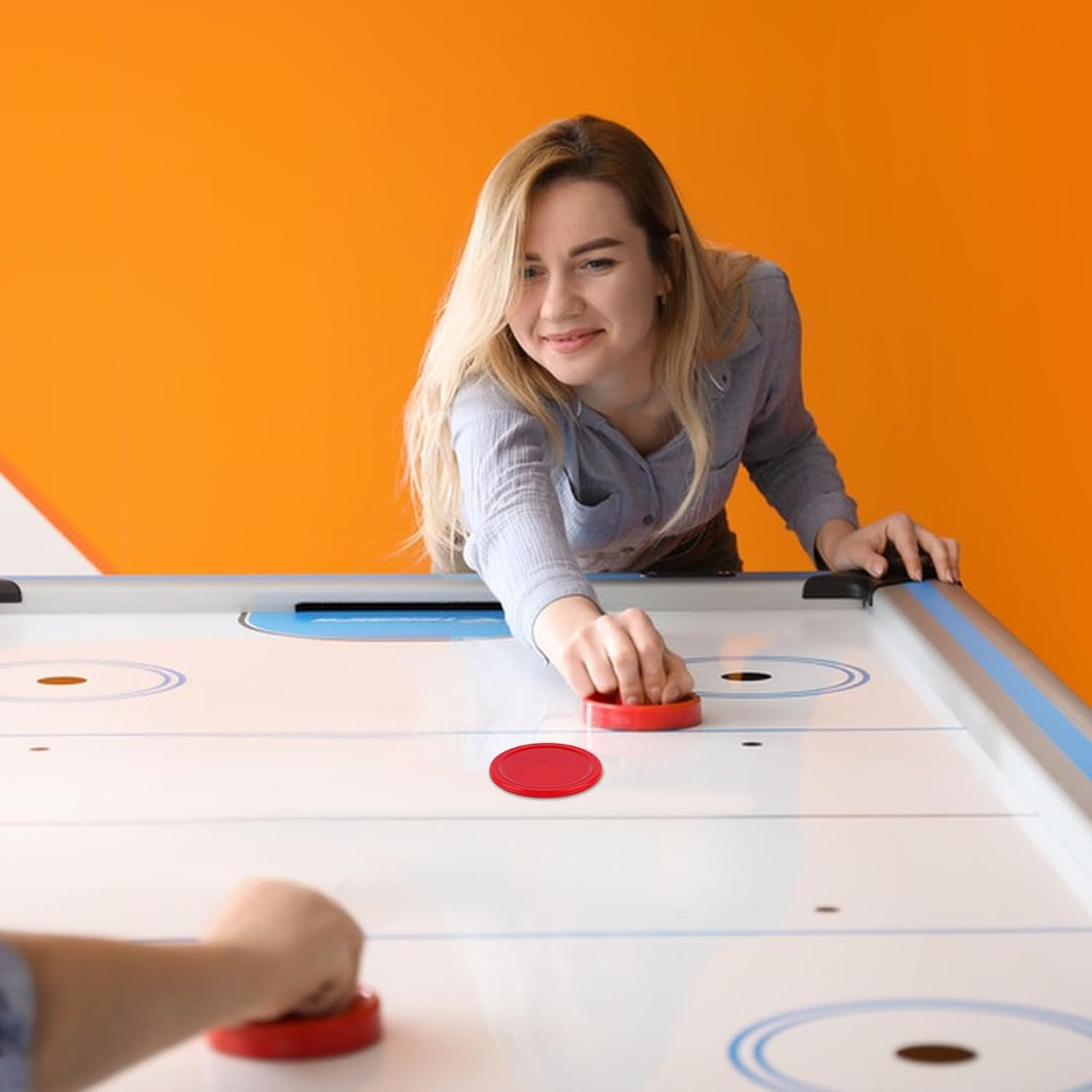 10 Pcs Air Hockey Pucks, 2.5 Inch Air Hockey Puck Set for Air Hockey Table, Red Home Air Hockey Heavy Replacement Pucks Parts Set for Game Tables Accessories, for Air Hockey Paddles and Pucks image number 2