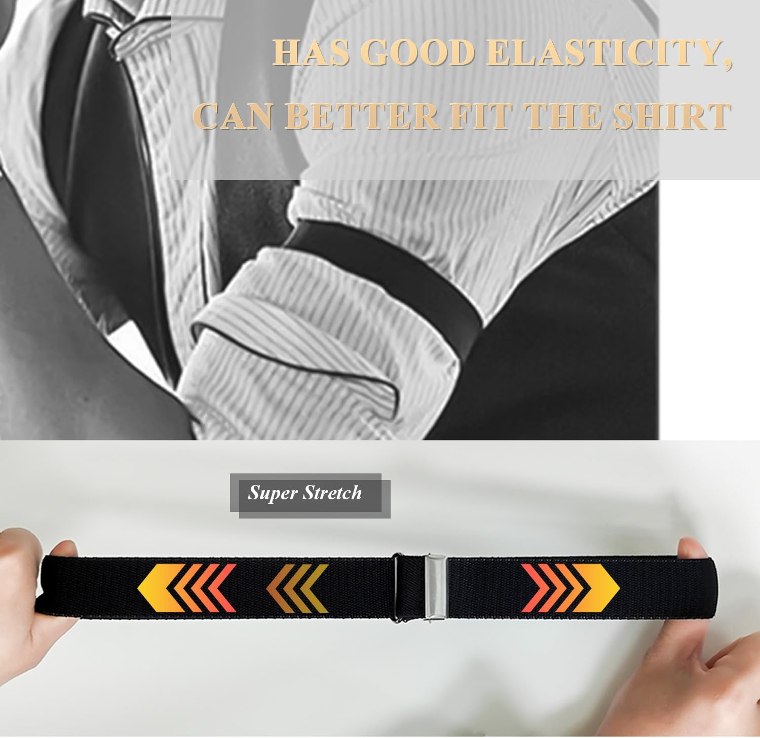 TORMEN Elastic Adjustable Armbands Shirt Garter Sleeve Holders Non-Slip Garters Adjustable Length for Men and Women image number 5