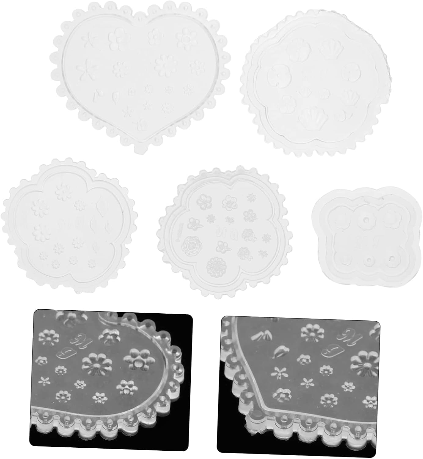 Baluue 5Pcs Silicone DIY Molds Nail Art Mold Crystal Glue for Manicure Safe Comfortable image number 4