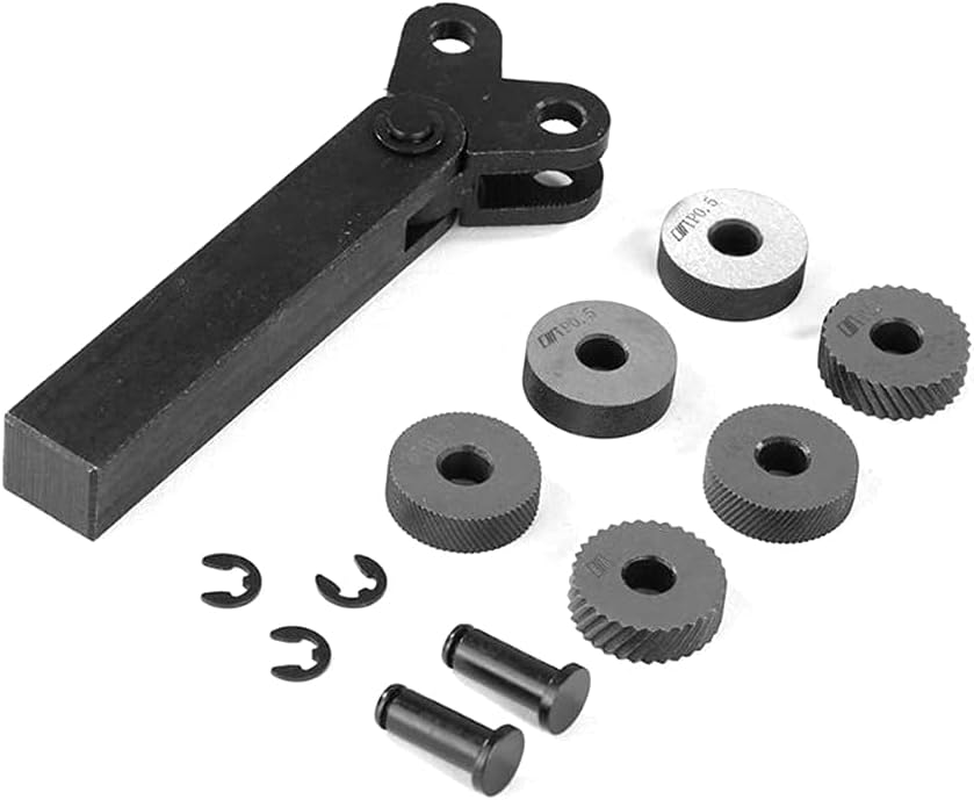 7Pcs Steel Dual Wheel Knurling Tool Set with 0.5Mm 1Mm 2Mm Wheel Linear Knurl Kit Lathe Cutter Wheel Knurling Set image number 2