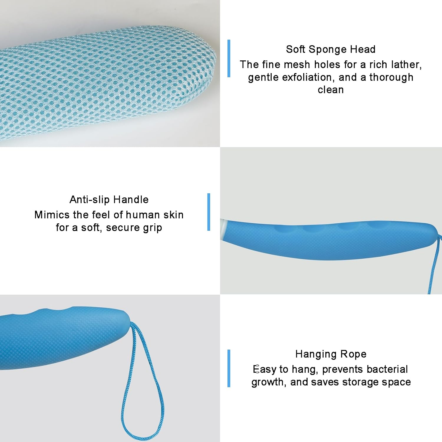 Leetye Mei Long Handled Shower Brush, Non-Slip Long Handle Bath Brush, Back Body Brush Gentle Exfoliating and Lather Well Deep Cleansing Long-Lasting for Body image number 3