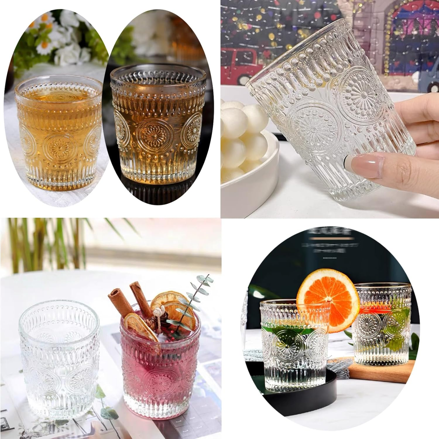 Set of 24 Clear Glass Votive Candle Holders, Tealight Candle Holders for Table Centerpieces, Relief Sunflower Shape, Wedding, Home, Bridal Shower, Birthday Party Table Decor (Clear) image number 3