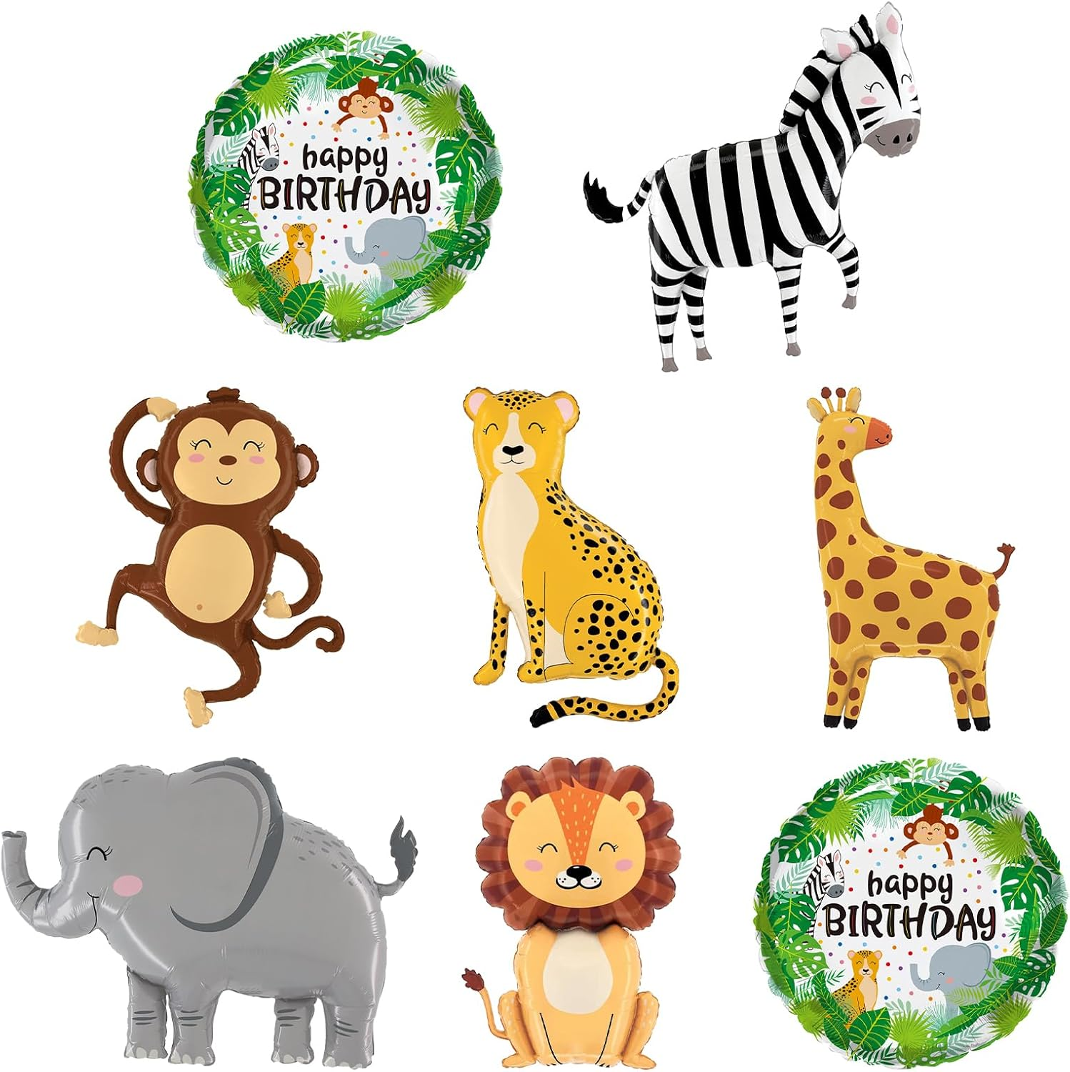 8 Pcs Jungle Safari Animal Balloons, KUAOOAUK Wild One Birthday Zoo Jungle Decoration, Large Giraffe Elephant Lion Foil Balloons for Kids Boys Jungle Theme Birthday Decorations Baby Shower Supplies image number 3