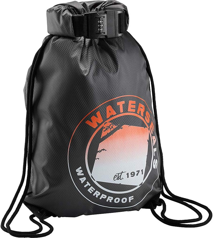 Waterseals Unisex Anti-Theft Locking Cinch Drawstring Backpack, Waterproof Ripstop Nylon (Protect Wallet Iphone + Valuables)