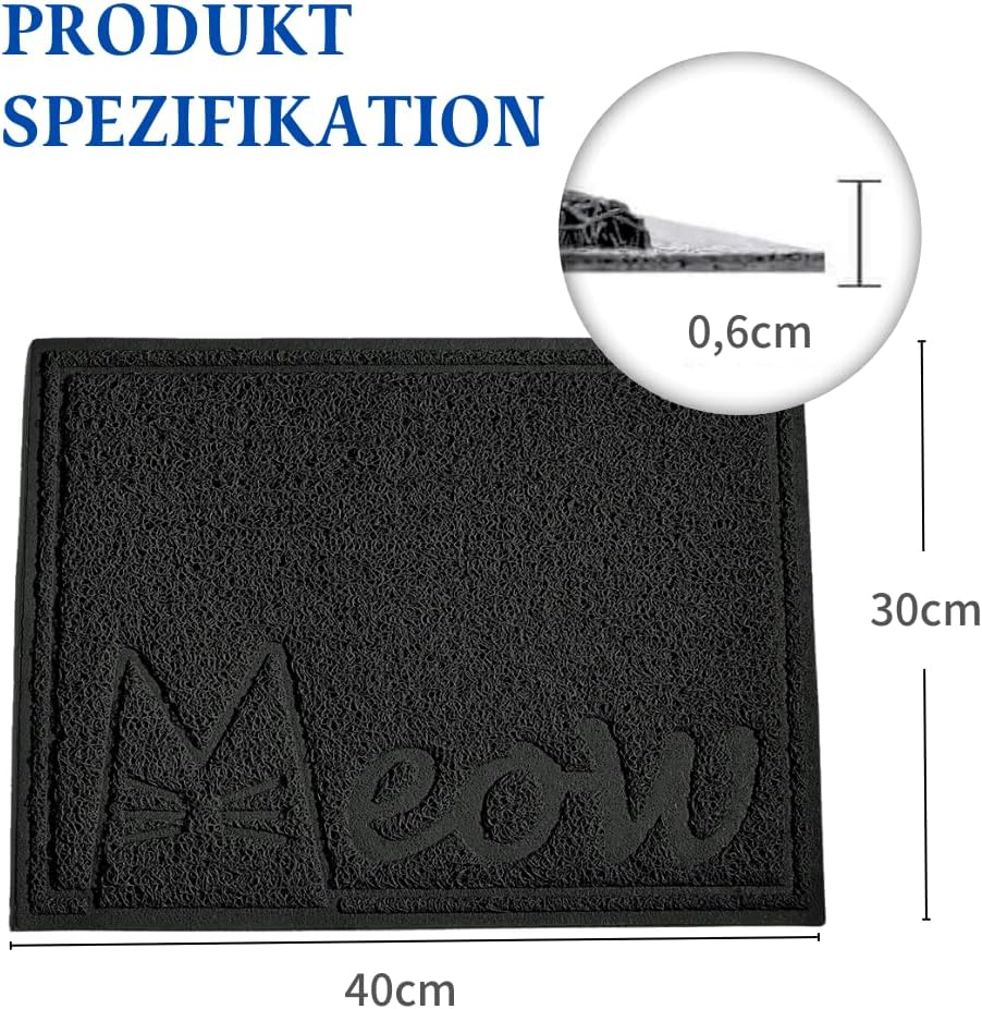 Janyoo Cat Litter Mat, 40 X 30 Cm, PVC Waterproof Cat Mat, Cat Litter Tray with Non-Slip, Cat Litter Tray for Litter Catcher, Urine Waterproof (Black) - Gray image number 5