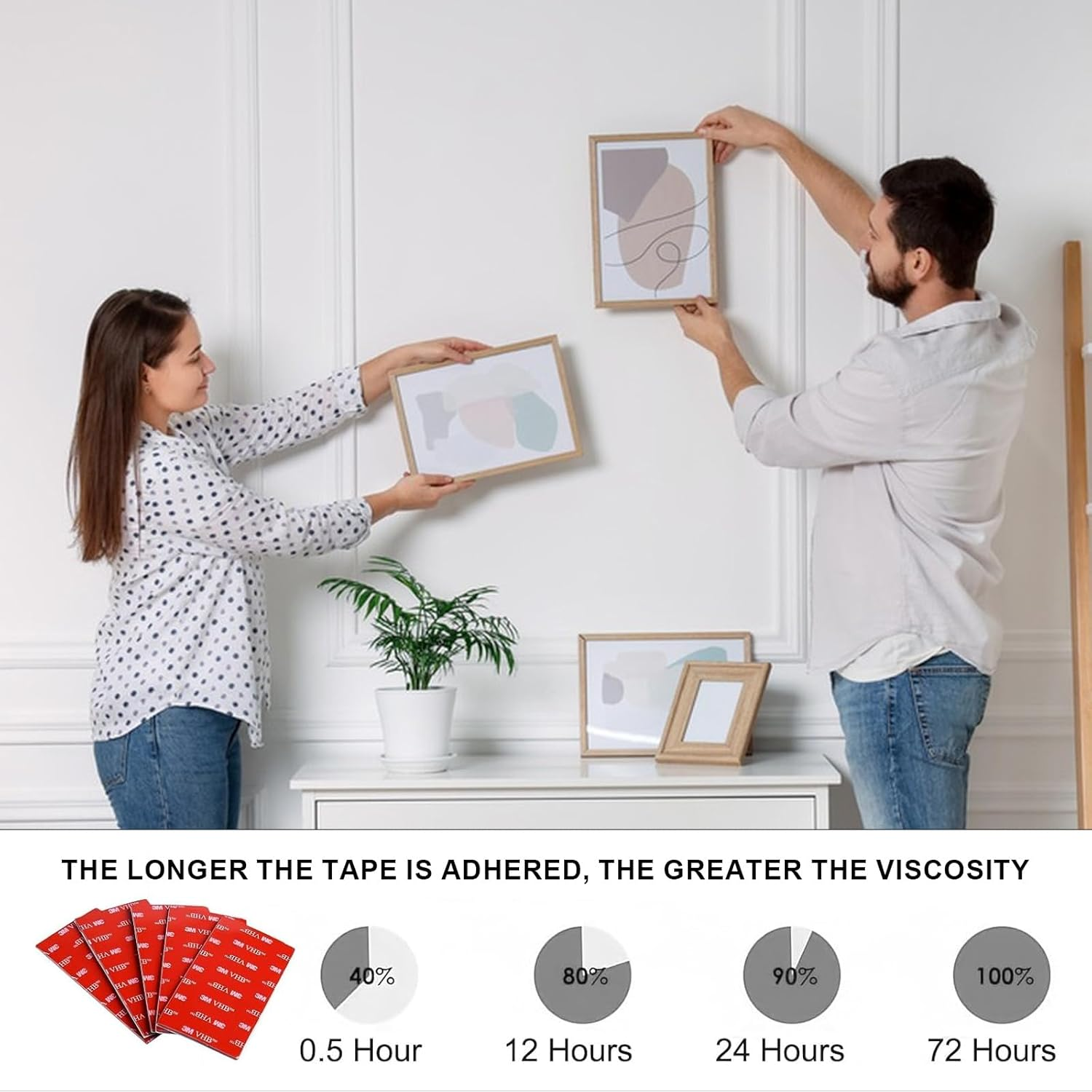 3M Double Sided Tape VHB Acrylic Foam Adhesive Tape 1.25 Inch X 2 Inch Water and High Temperature Resistant for Car Home Office (15 PCS) image number 5