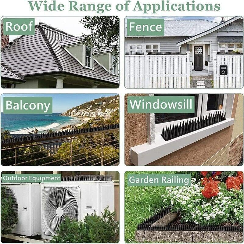 AIMALL 12X Bird Spikes Human Cat Possum Mouse Pest Control Spiked Fence Wall Deterrent, 17.72 X 1.77 X 1.38 Inches, Black image number 1