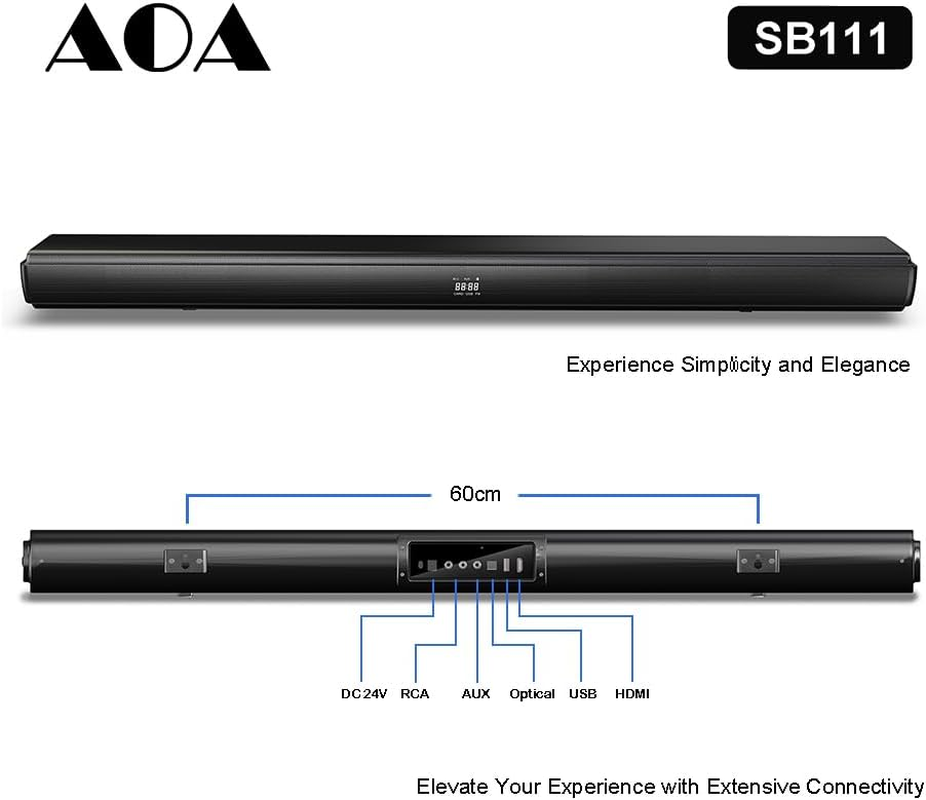 AOA SB111 2.1CH SOUNDBAR + SUBWOOFER HDMI ARC Bluetooth 5.0 Remote Optical image number 3