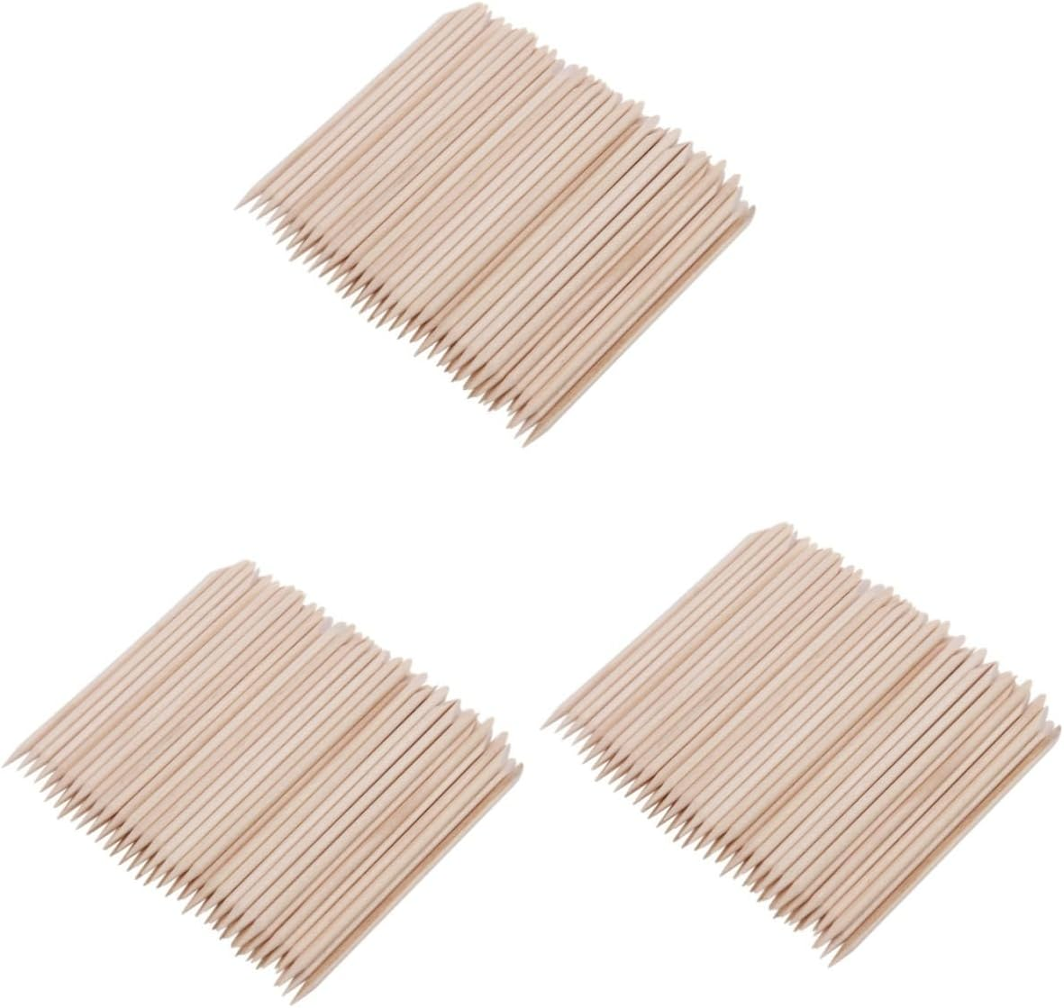 Minkissy 100Pcs Orange Wood Sticks Wood Cuticle Sticks Double Sided Nail Sticks Manicure Pedicure Tool