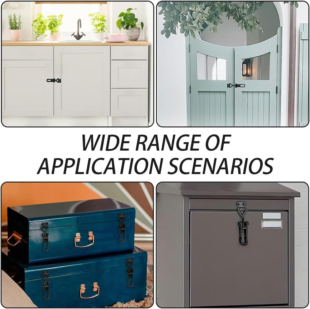 4 Pack Toggle Latch Clamp 4002 180KG Holding Capacity Toggle Latches with Lock-Hole Adjustable Heavy Duty Medium Latch for Lid Tool Box Cases (Black) (Black) image number 3