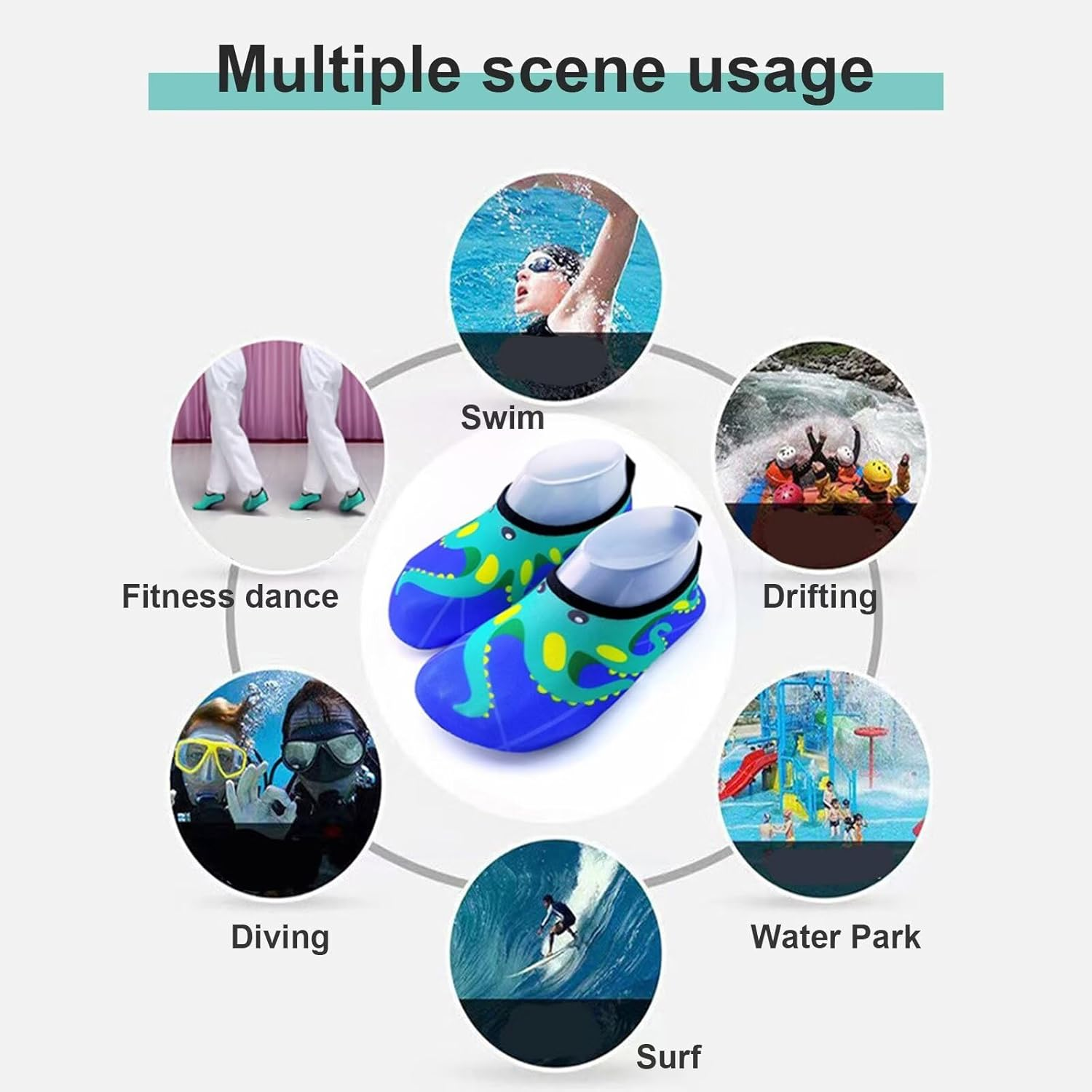 ZVCXOE Water Shoes Barefoot Aqua Socks Quick-Dry Adult Swim Shoes Non Slip Shoes Aqua Socks Barefoot Slip-On for Beach Lake Pool Hiking Surfing Kayaking Camping Women Men image number 2