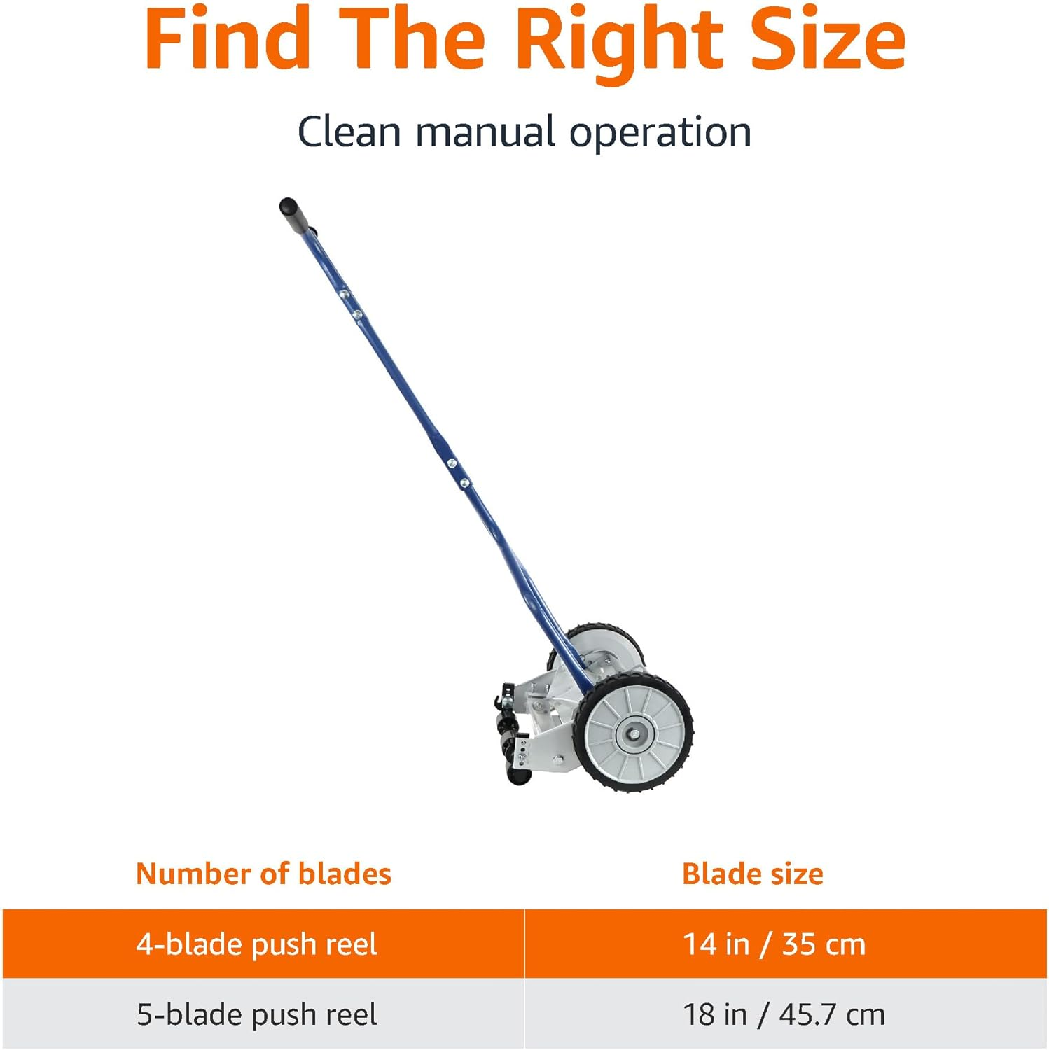 Amazon Basics 5.56 CM 4-Blade Push Reel Lawn Mower, Blue image number 2