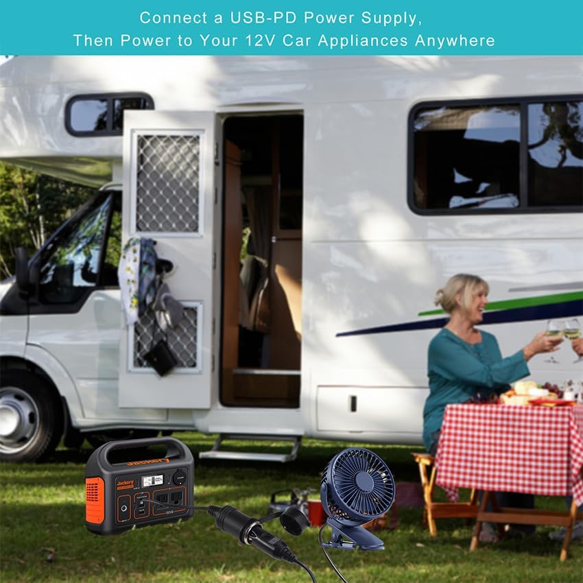 USB C to 12V Cigarette Lighter Socket Adapter Cable Charging,3Ft USB PD Type-C Male to 12 Volt Car Cigar Lighter Plug Female Socket Converter Power Cable image number 2