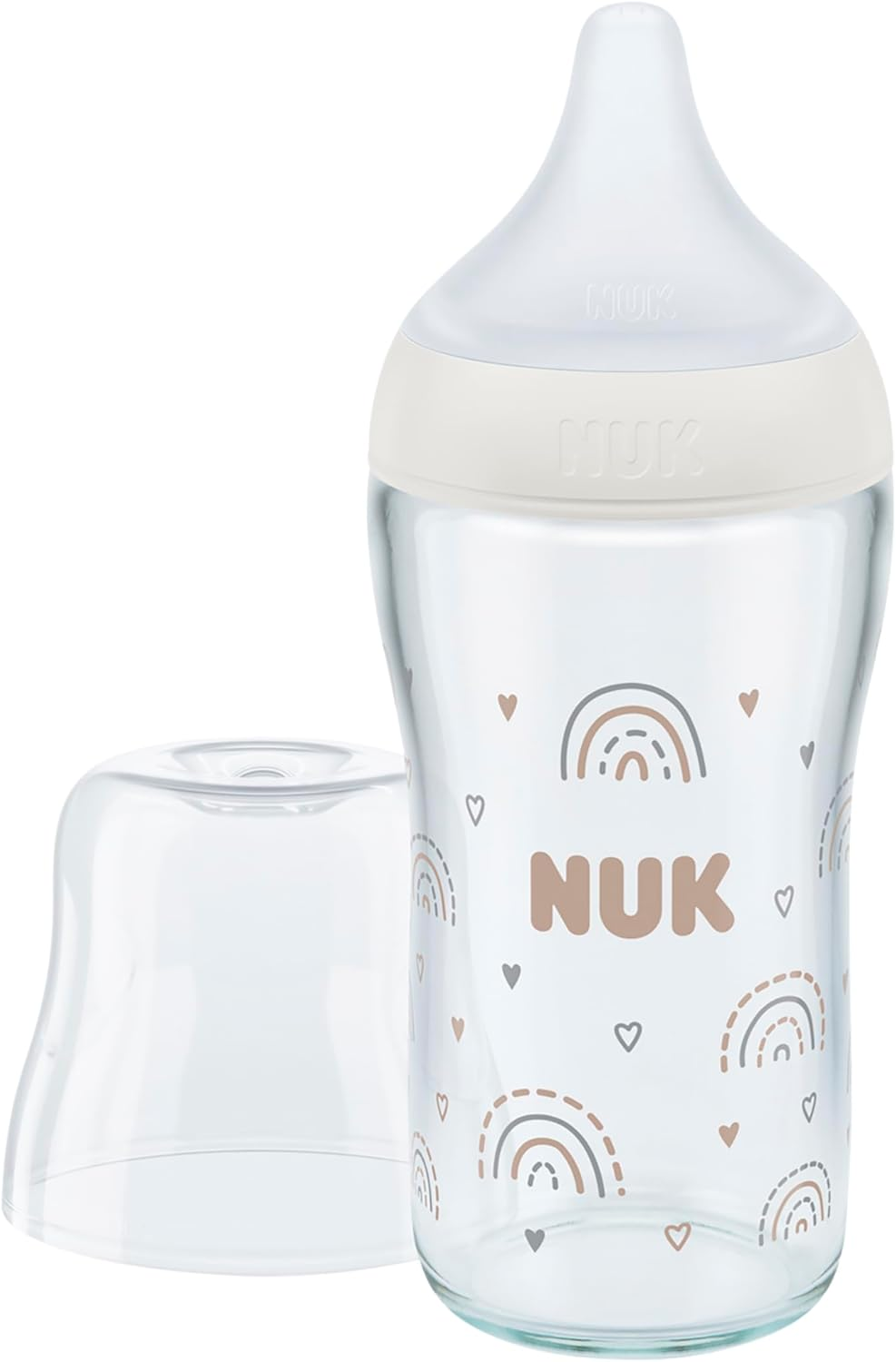 NUK Perfect Match Baby Bottle | 3+ Months | Adapts to Baby'S Palate | Temperature Control | anti Colic Vent | 230 Ml | Bpa-Free | Medium Silicone Teat | Glass Bottle | Rainbow image number 4