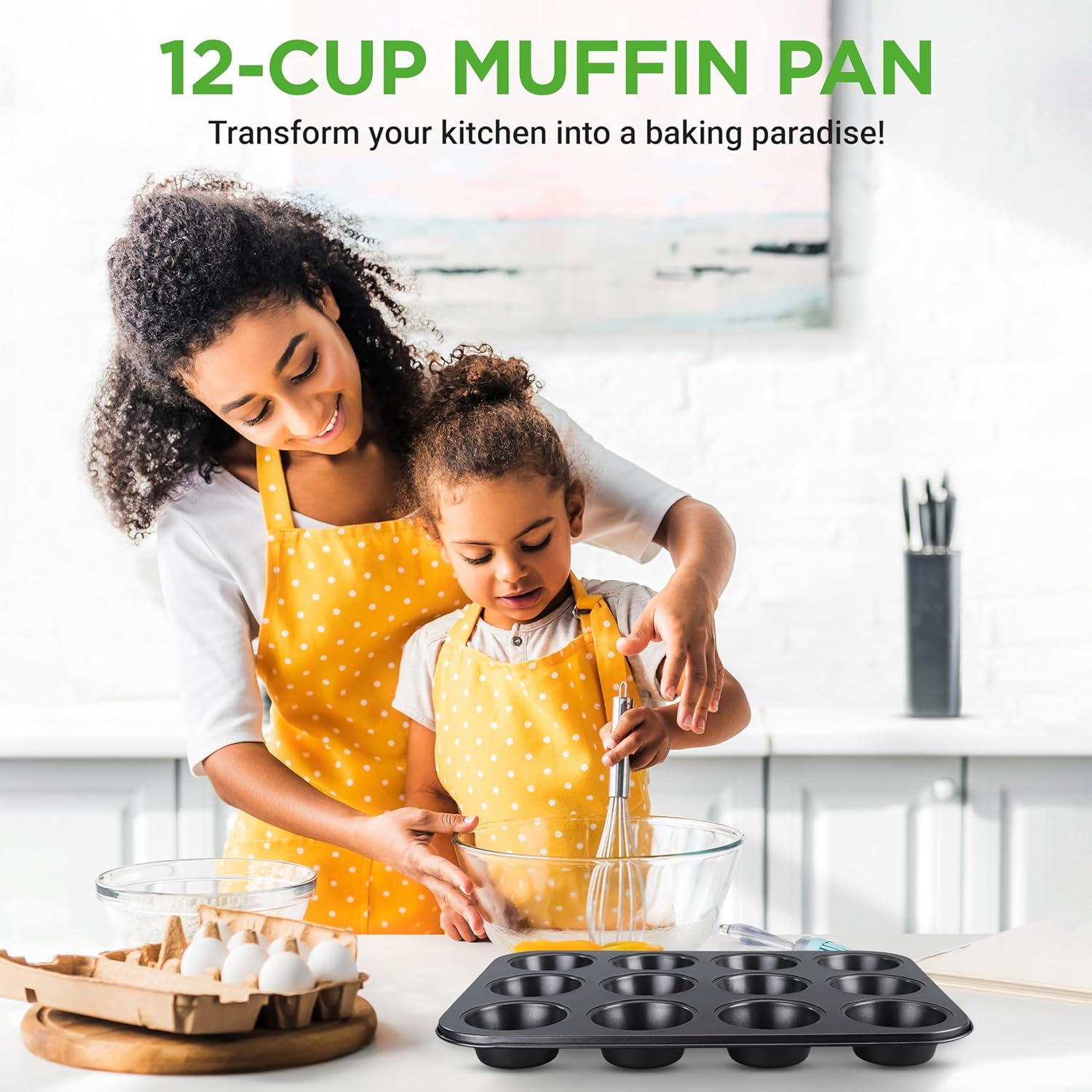 Nutrichef 13&rdquo; Non-Stick Muffin Baking Pan - Premium Dark Gray Carbon Steel Bake Tray, Commercial Grade Restaurant Quality Metal Bakeware - Dishwasher Safe image number 2