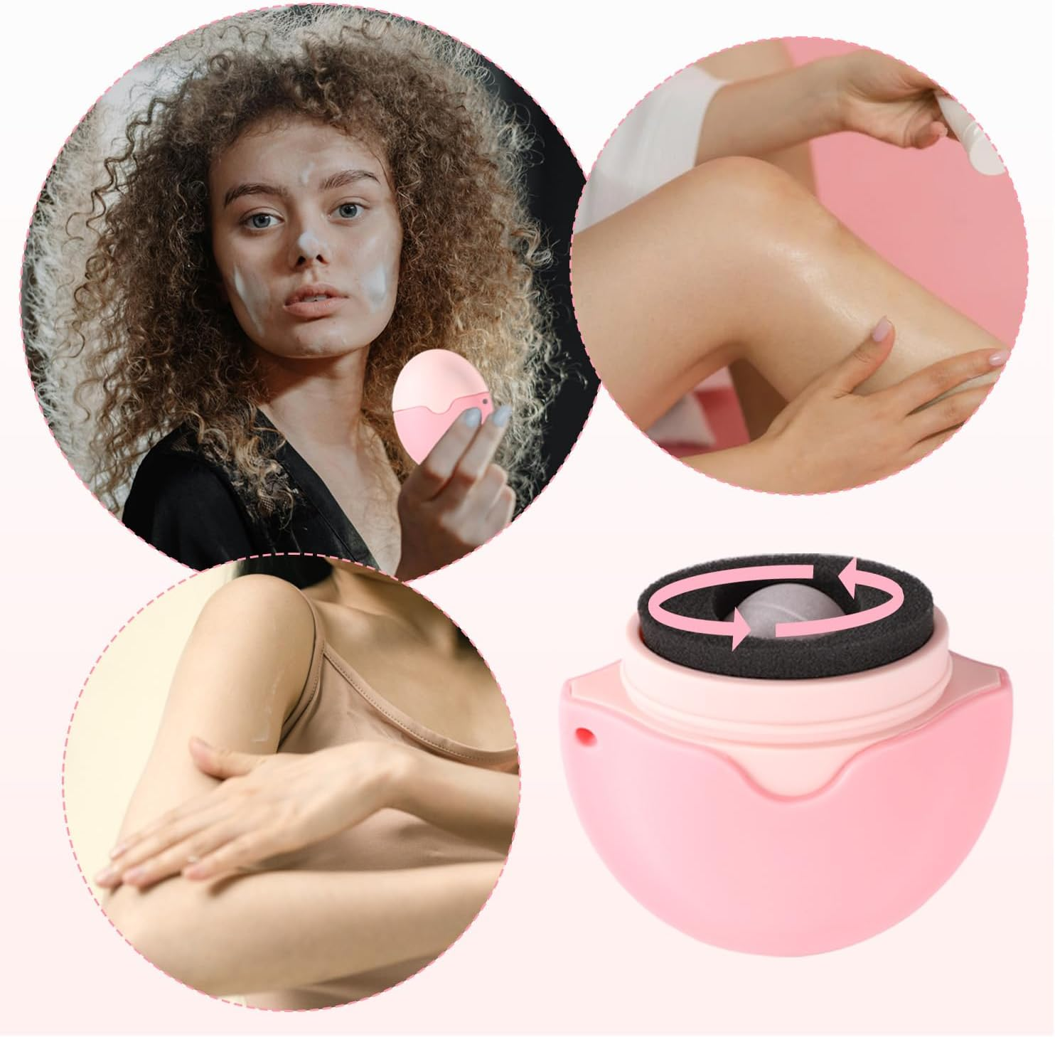 Lyreh Sunscreen Roller Applicator, Pink Sunscreen Roll Sponge Applicator Sunblock Buddy Brush Sun Cream Brush for Kids Adults Families Travel image number 5