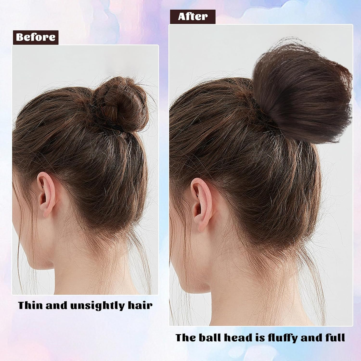 Hairpiece with Elastic Band, Wigs Hair Pieces, Hair Scrunchie with Hair, Synthetic Hairpiece Bun Hair Band, Hair Pieces for Thin Hair Bun for Women and Girls image number 3