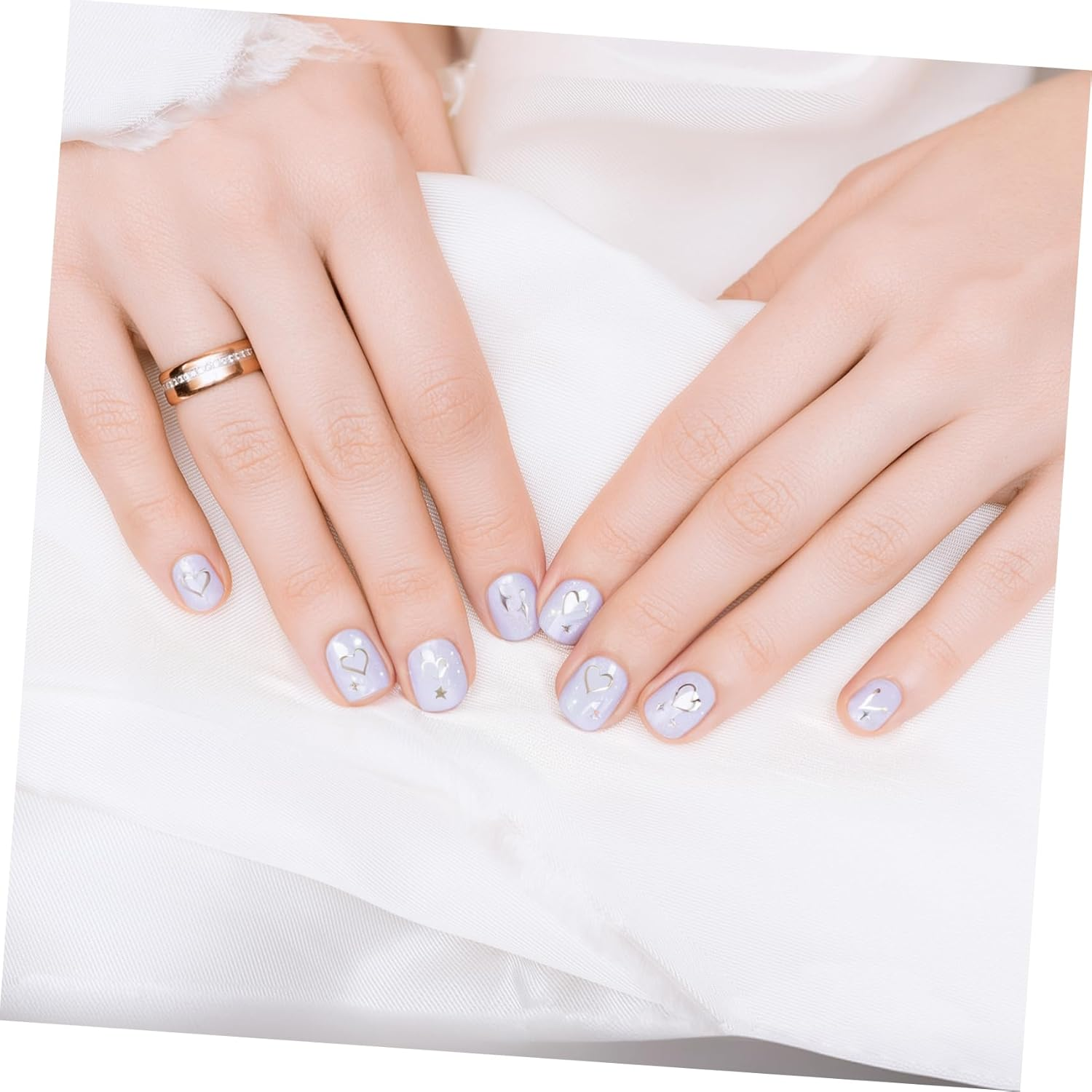 SHERCHPRY 5Sheets Star Heart Nail Art Stickers Self Adhesive Decals for Women Sparkle Design Nail Decorations Featuring Stars and Hearts for Manicure Art image number 3