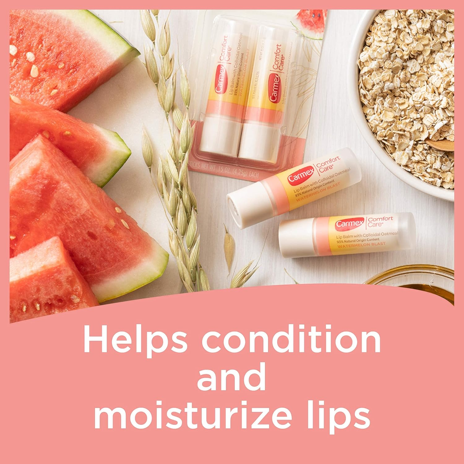 Carmex Comfort Care Lip Balm Stick with Colloidal Oatmeal in Watermelon Blast - 0.15 OZ, 2 Count image number 3
