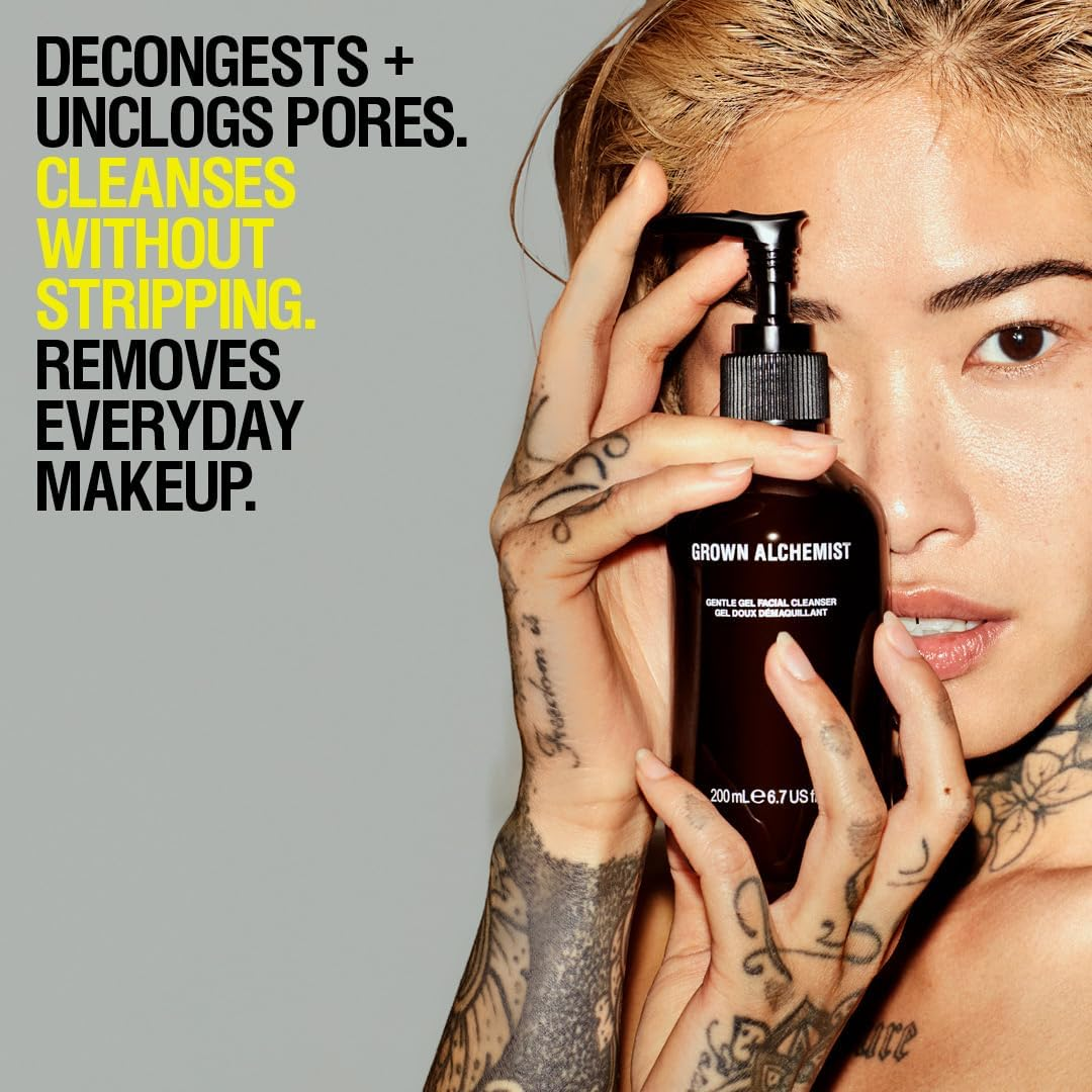Grown Alchemist Gentle Gel Facial Cleanser, Hydrating & Exfoliating Face Wash with Willow Bark, Bergamot and Rosebud. Natural Facewash (200Ml) image number 6