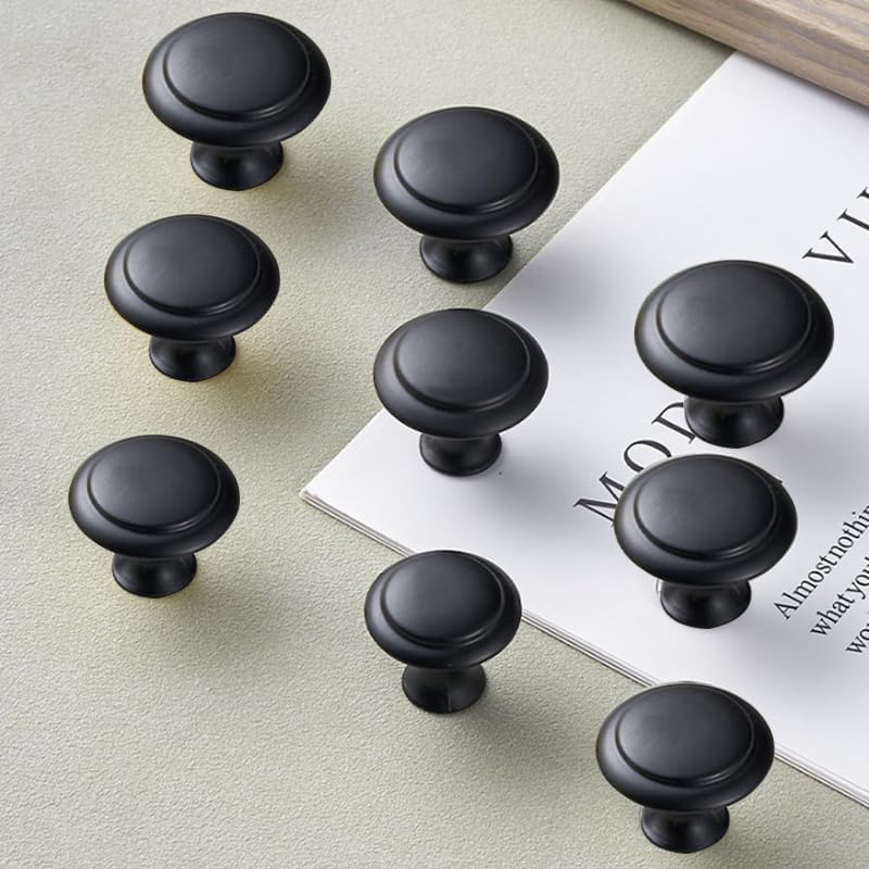 12 Pcs Black Cabinet Knobs, Betterjonny 20Mm round Kitchen Cupboard Handles for Your Home, Dresser and Cupboard,Living-Room, Kitchen, Bathroom, Office