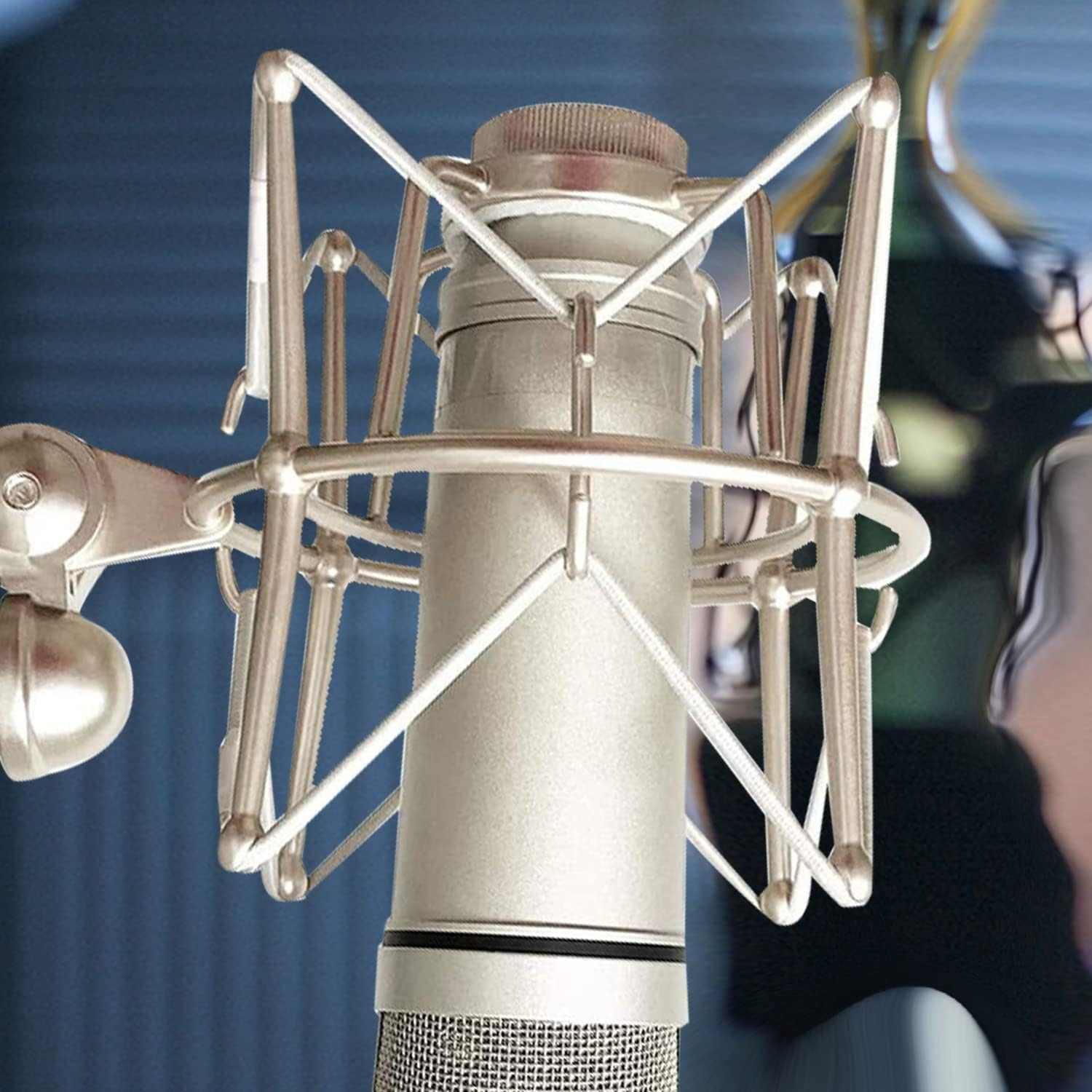 Universal Black Elastic Bands Microphone Shock Mount Holder Clamp Clip Anti-Aging Silicone Ring, Set of 4 (Gray) image number 3