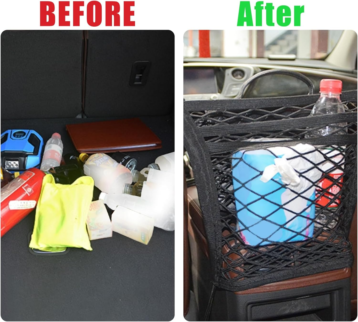 Car Pet Barrier Net with 3-Layer Mesh Storage Bag, Universal for Cars, Suvs, Trucks, Dog Car Divider for Safety, Travel, Retractable Storage Bag, Car Seat Storage image number 3