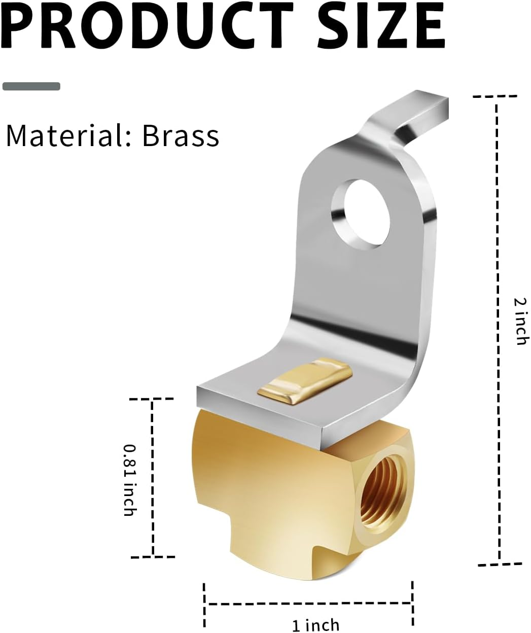 3-Way Brake Line Tee with Mounting Bracket,Brass Brake Line Fittings 3/16" for 3/8"-24 Threads Maintaining Brake System,Universial Brake Line Fittings for Fuel Line,Liquid Line image number 5