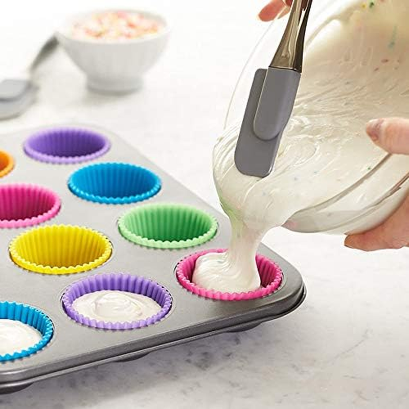 SEIWEI 12 Pcs Silicone Baking Cups Tins for Puto Cups, Mini Foil Pans, round Egg Tart Tins Mold for Baking and Cooking for Mini Cakes Tarts Muffin Cupcakes Brownies Jello image number 1