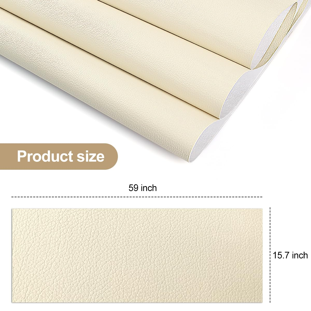 Leather PU Repair Patch for Couches, H HOME-MART 15.74 X 59Inch Reupholster Tape Patches Kit, Leather Patch Kit, Black PU Leather Repair Tape Self-Adhesive for Sofas,Couch Furniture (Milk White) image number 5