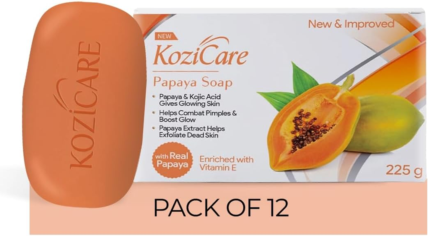 Kozicare Papaya Soap | Dark Spot Remover & Glowing Skin | Kojic Acid, Olive Oil & Papaya Extract | Moisturizing for Face & Body | Natural Brightening Papaya Soap for Men & Women &ndash; 75Gm (Pack of 12) image number 5