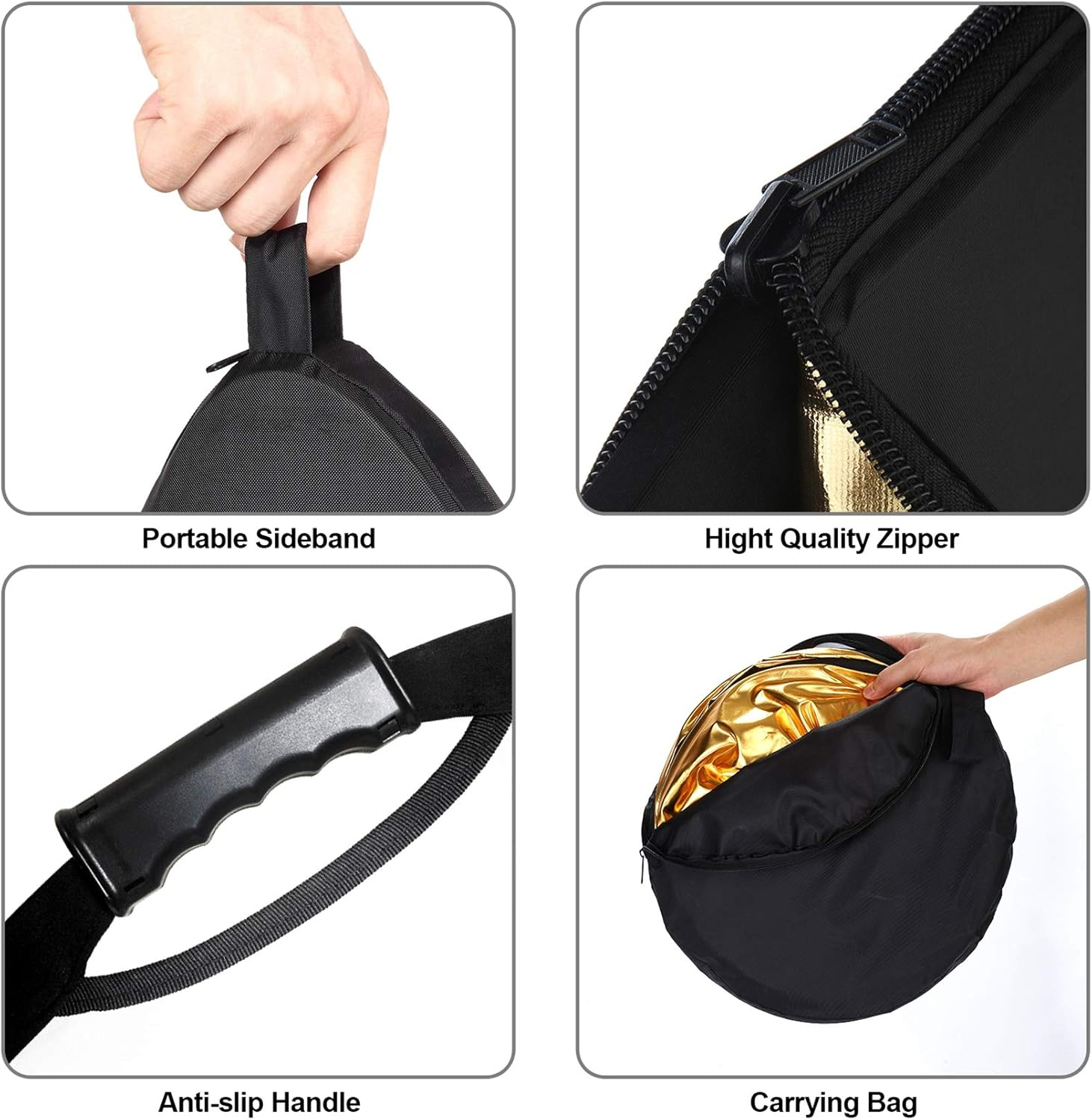 Selens Collapsible 5-In-1 80X120Cm Oval Reflector for Photography Photo Studio Lighting & Outdoor Lighting Portable Multi Disc Light Reflector in Translucent Silver Gold White Black - 120X150Cm Oval image number 7