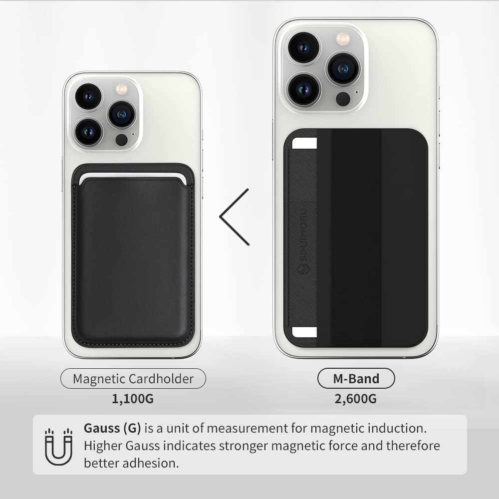 Sinjimoru Magnetic Wallet for Iphone 16/15/14/13/12 Series, Soft Wool Band Grip, Compatible with Magsafe Wallet, Phone Grip Wallet, M-Band Beige - Grey image number 7