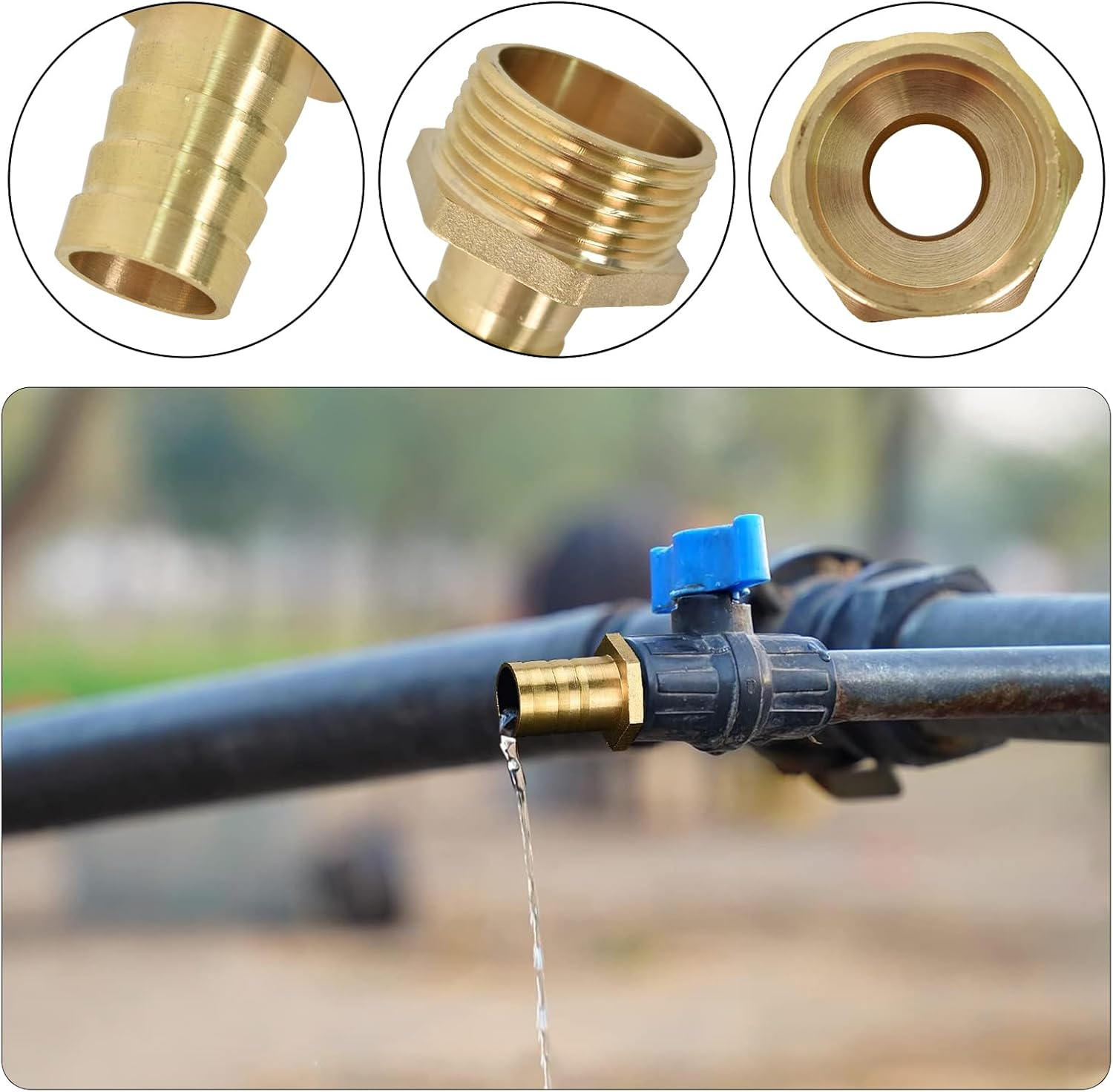 Hose Barb Connector, 1 Inch Male Threaded Tap Connector for Hose Pipe, 19Mm Barbed X G1 Brass Hose Fitting, Connector for Hose Water Pipe Gas Pipe image number 1