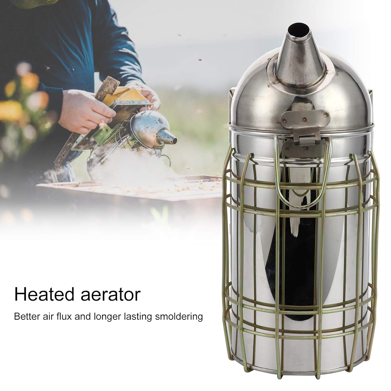Domary Bee Smoker Stainless Steel Heat Shield Sprayer Apiculture Tool for Beekeeping