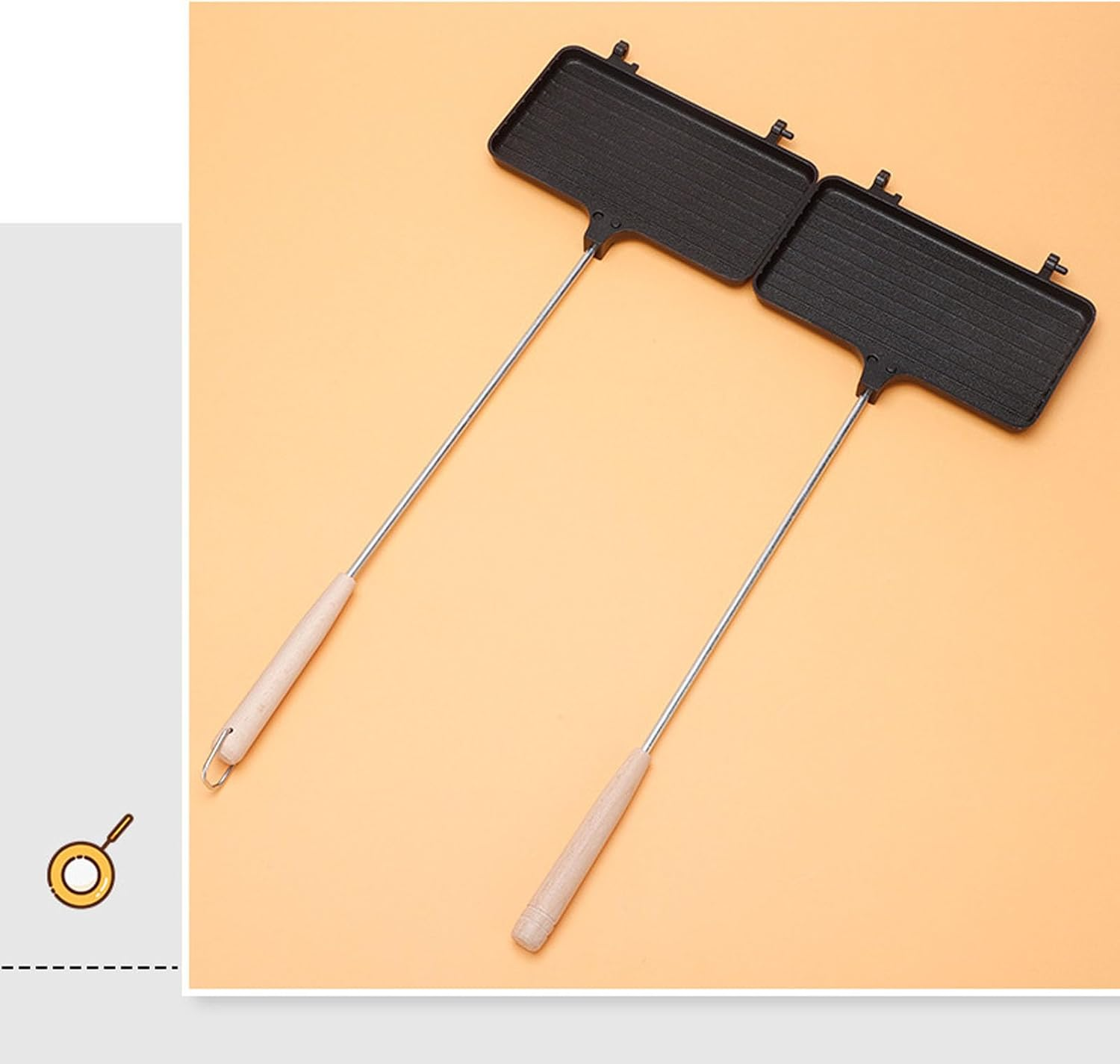 Hot Maker, Aluminum Alloy Grilled Cheese Maker with Long Handle, Double Sided Nonstick Hot Dog Toaster Baking Pan Flip Grill Pan for Breakfast image number 3