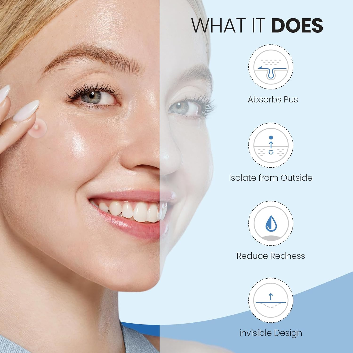 240 Counts Pimple Patches for Face, Hydrocolloid Acne Patches Pimple Patch Invisible Pimple Patch Zit Patches for Face Acne Patch Blemish Patches Zit Stickers for Skin Care image number 4