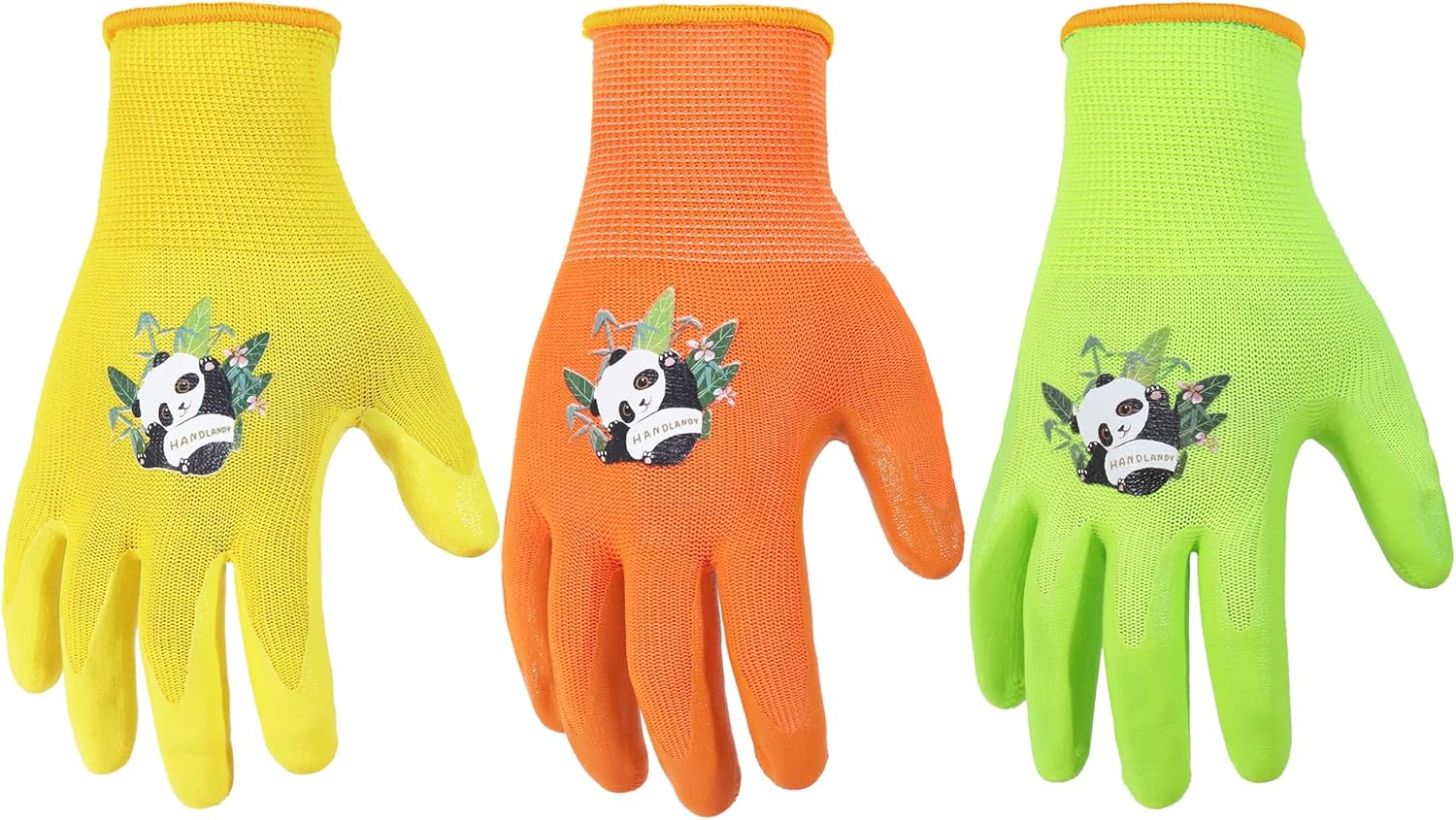 HANDLANDY 3 Pairs Kids Gardening Gloves Latex Free, Nitrile Coated Children Toddler Garden Yard Outdoor Playing Gloves for Little Girls Boys (Size L) image number 3